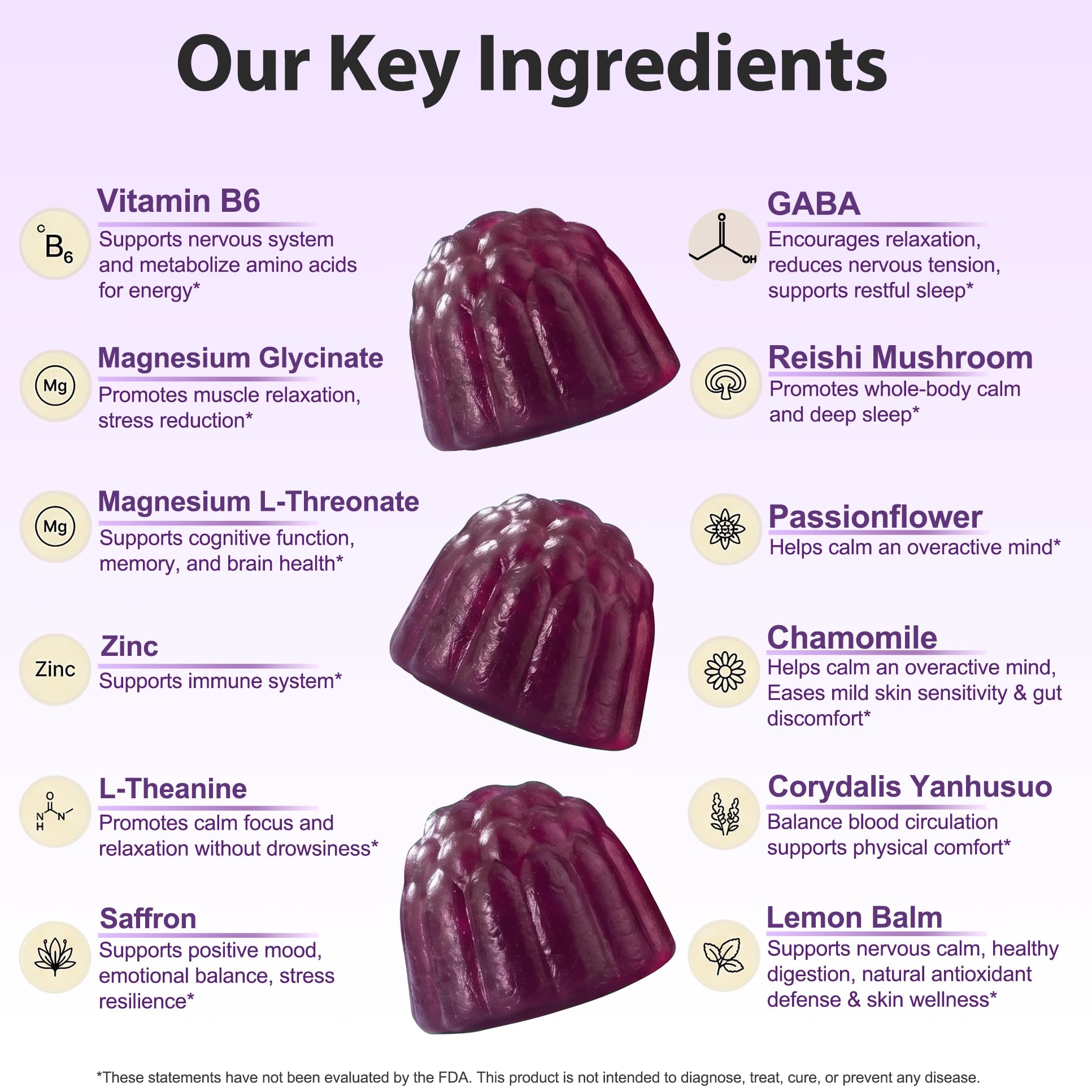 Close-up of PENGCHI Mushroom Sleep Gummies blueberry flavour