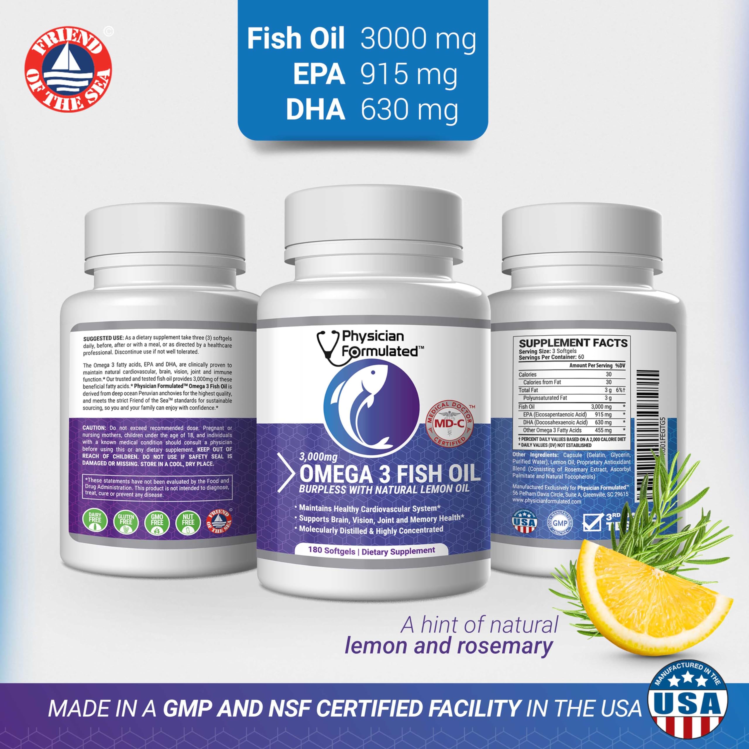 Close-up of Physician Formulated Omega-3 Fish Oil Capsules