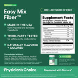 Close-up of Physician's CHOICE Cucumber Lime Easy Mix Fiber label