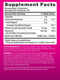 Close-up of PINK Biotin Gummies showing fruit flavour
