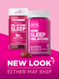 Close-up of PINK Melatonin Gummies showing gummy texture