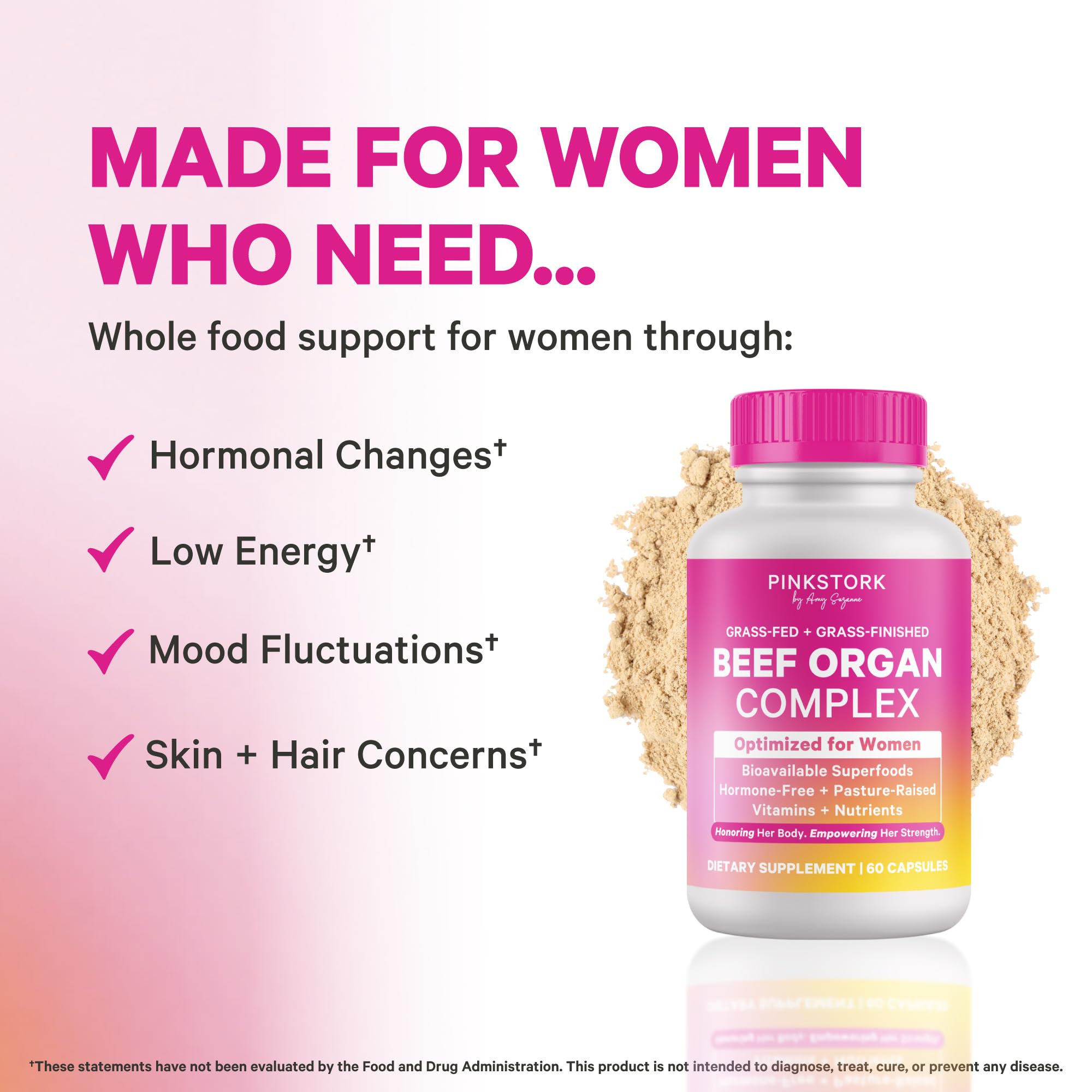 Close-up of Pink Stork Beef Liver Capsules 350mg