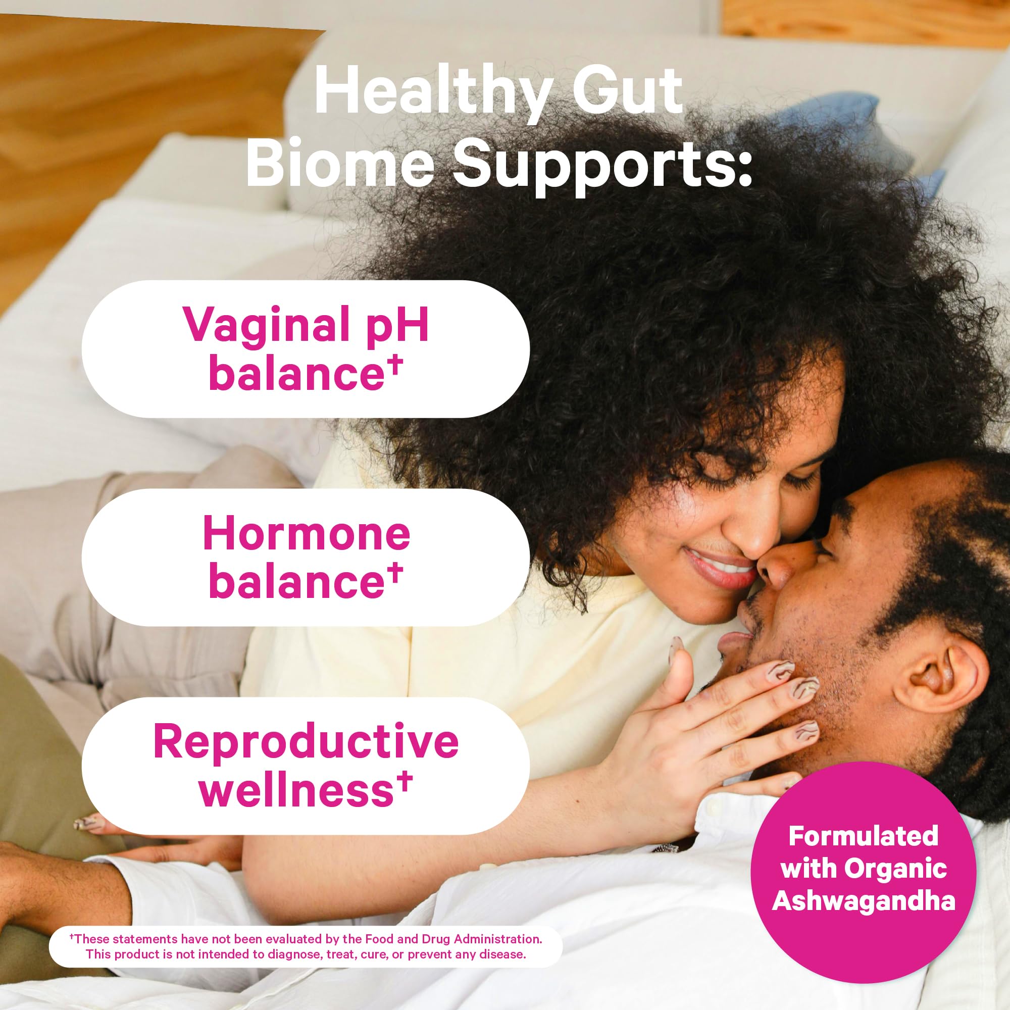 Close-up of Pink Stork Fertility Probiotic capsules