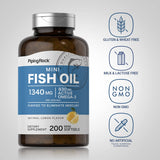 Close-up of Piping Rock Fish Oil Mini Softgels showing size