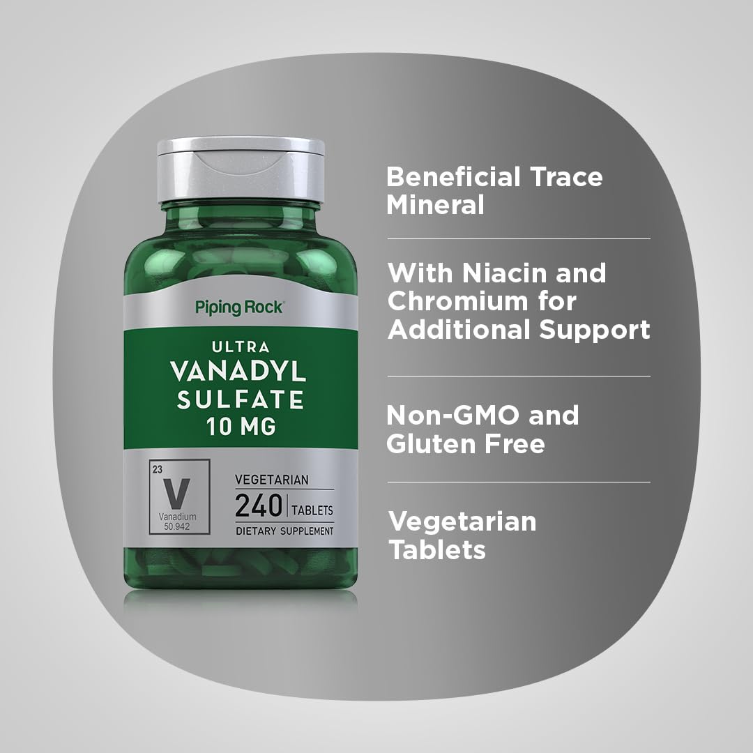 Close-up of Piping Rock Vanadyl Sulfate tablets