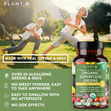 Close-up of PLANT.O NUTRITION Organic Super Greens Powder Capsules