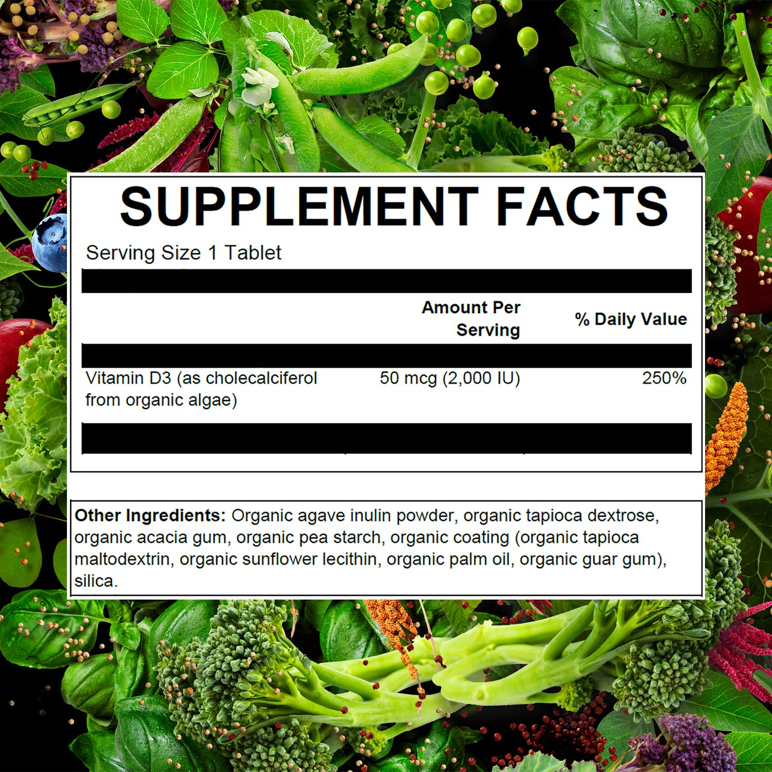 Close-up of PlantFusion Vegan Vitamin D3 2000IU tablet
