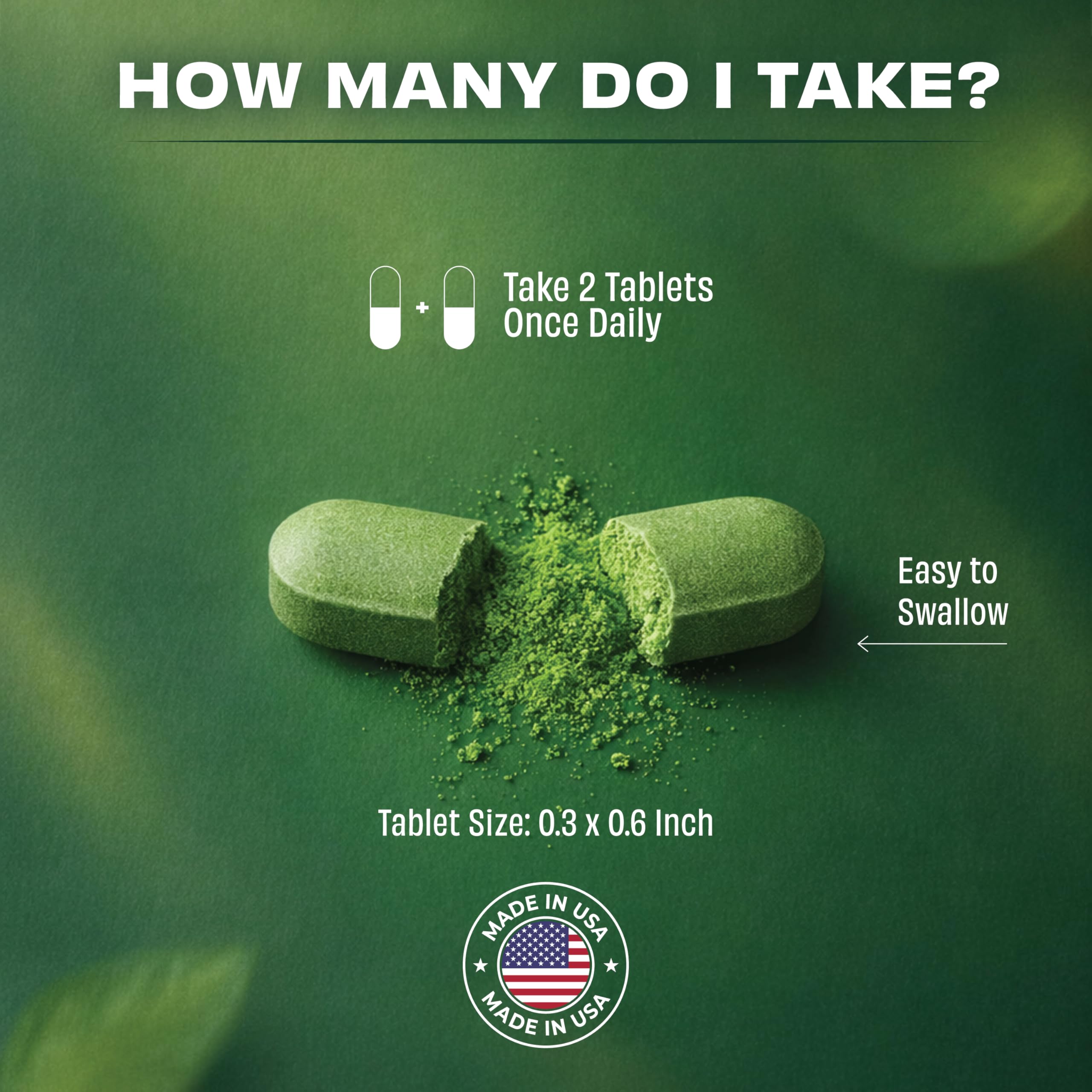 Close-up of Pomona Wellness Organic Super Greens Blend tablets
