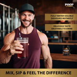 Close-up of Poop Juice Prebiotic Supplement ingredients list