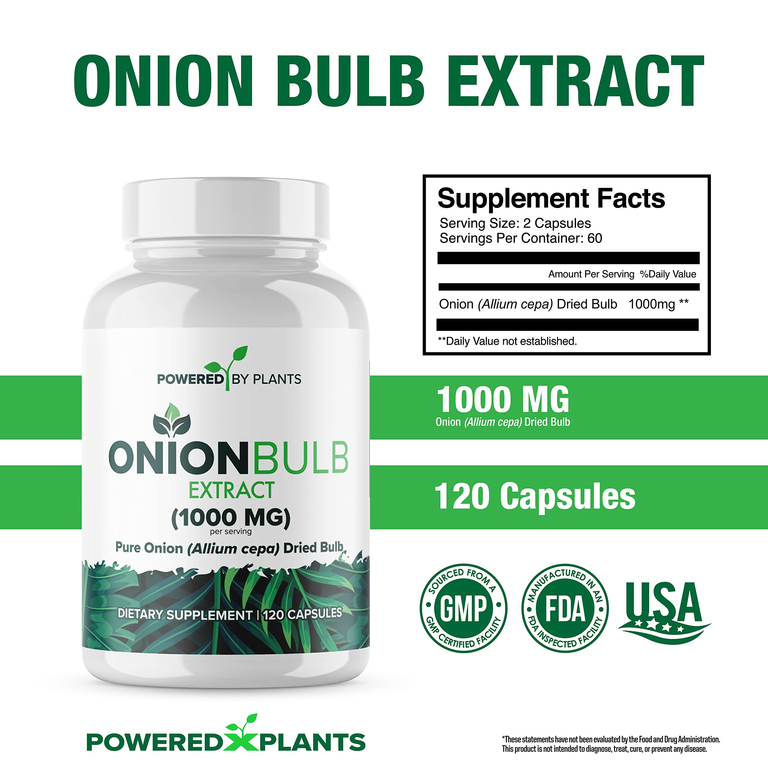 Close-up of POWERED X PLANTS Onion Bulb Extract capsules
