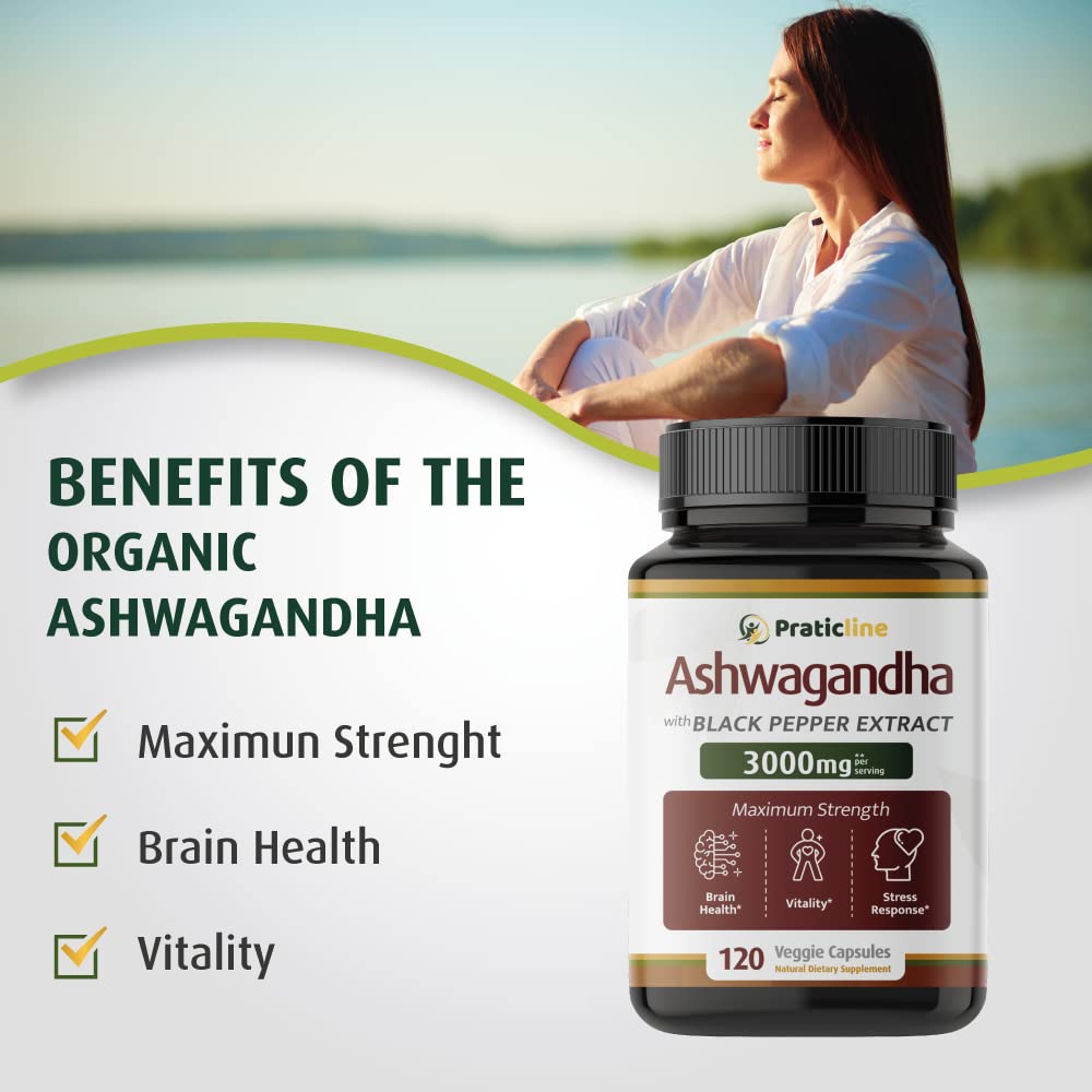 Close-up of PRATIC LINE Ashwagandha capsules