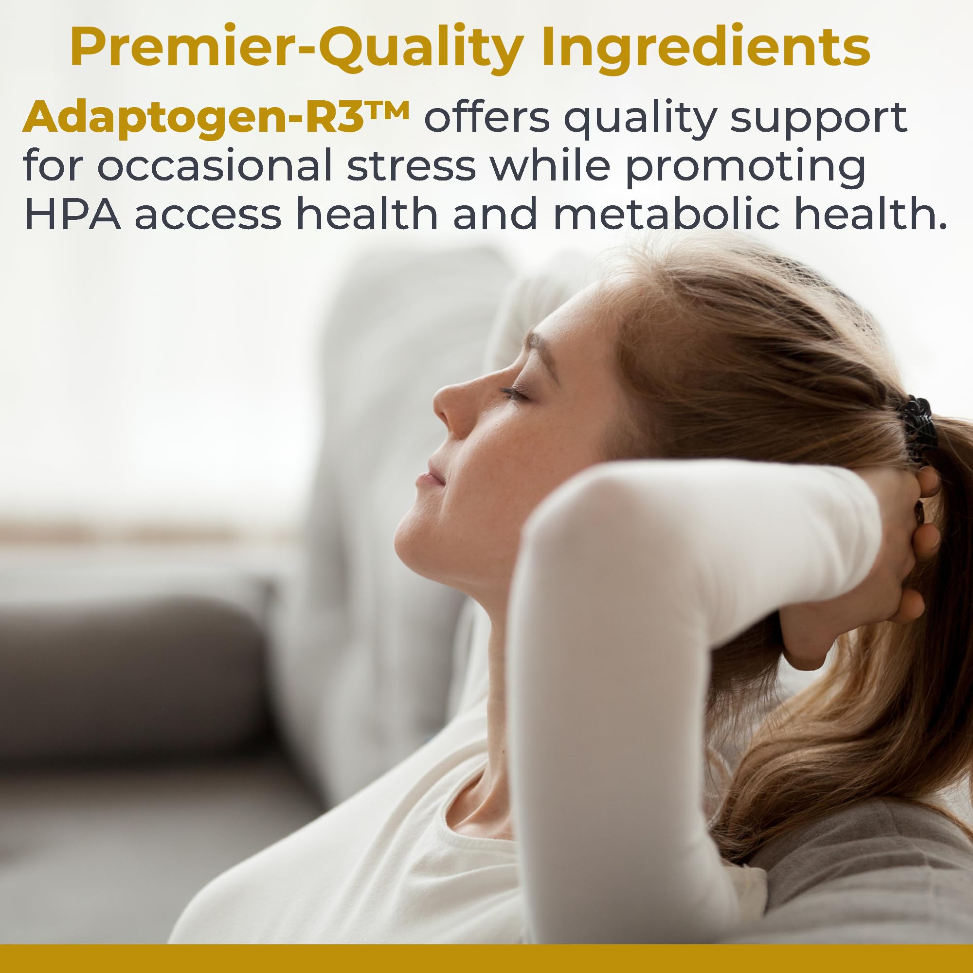 Close-up of Premier Research Labs Adaptogen-R3 vegetarian capsules