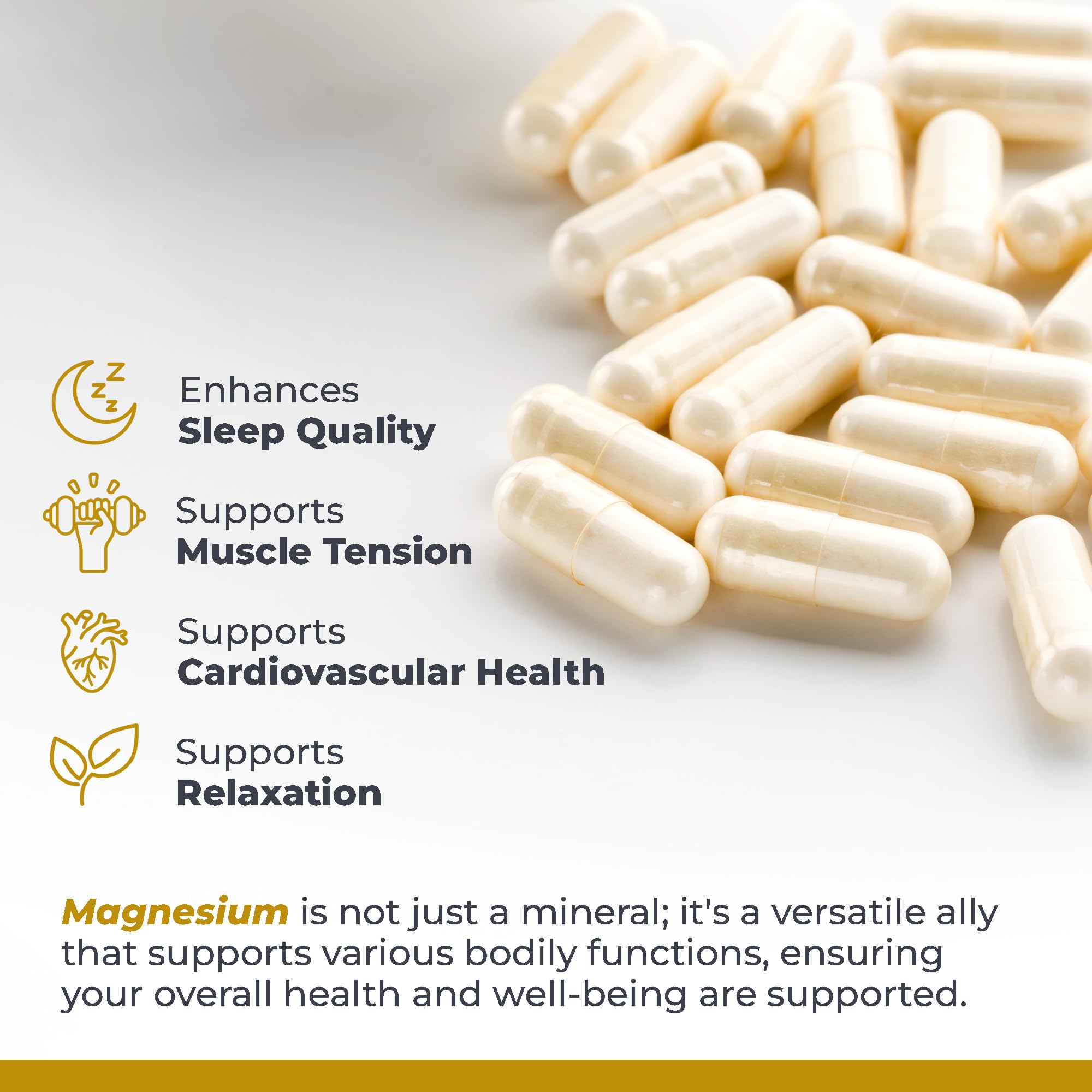 Close-up of Premier Research Labs Magnesium Glycinate capsules