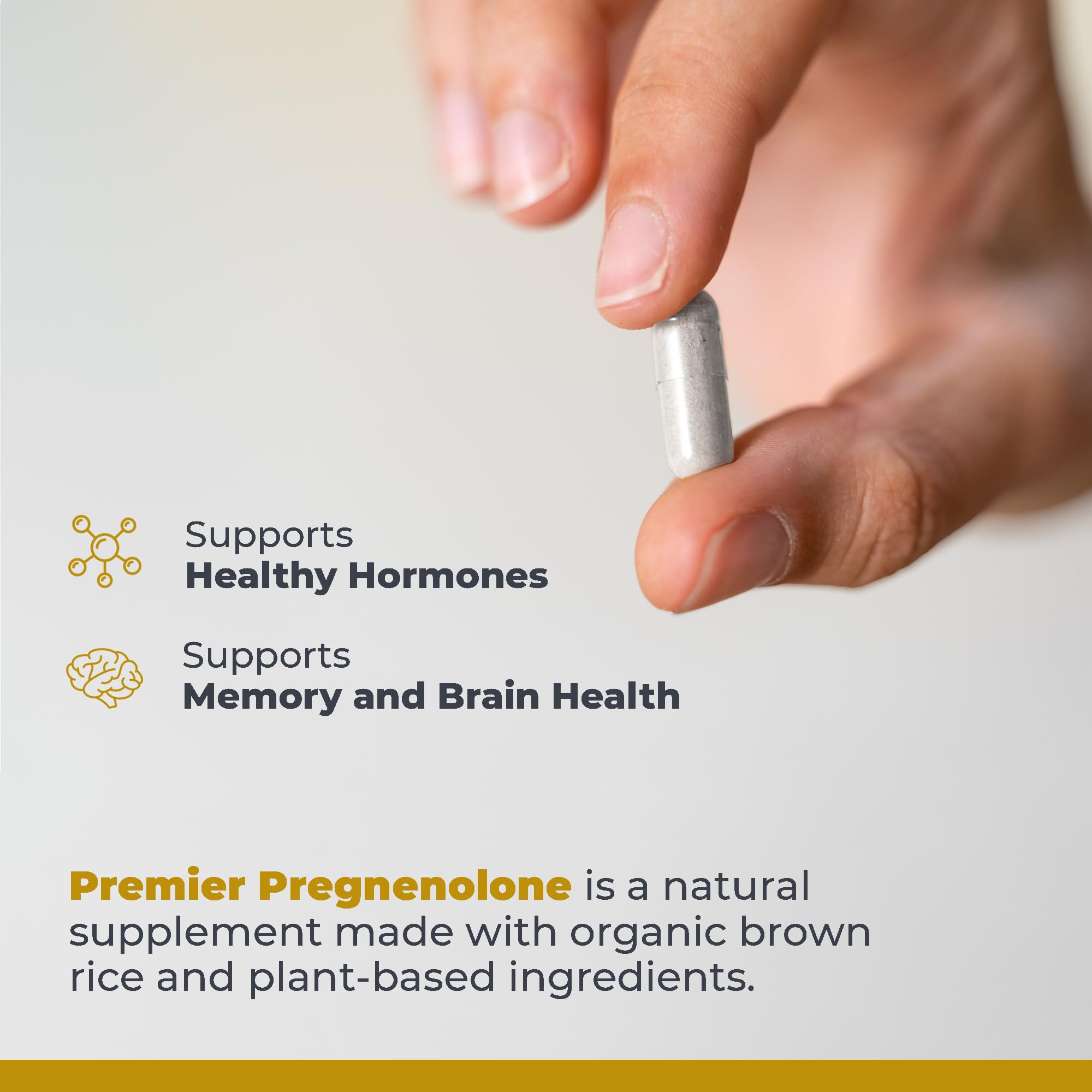 Close-up of Premier Research Labs Pregnenolone Supplement capsule