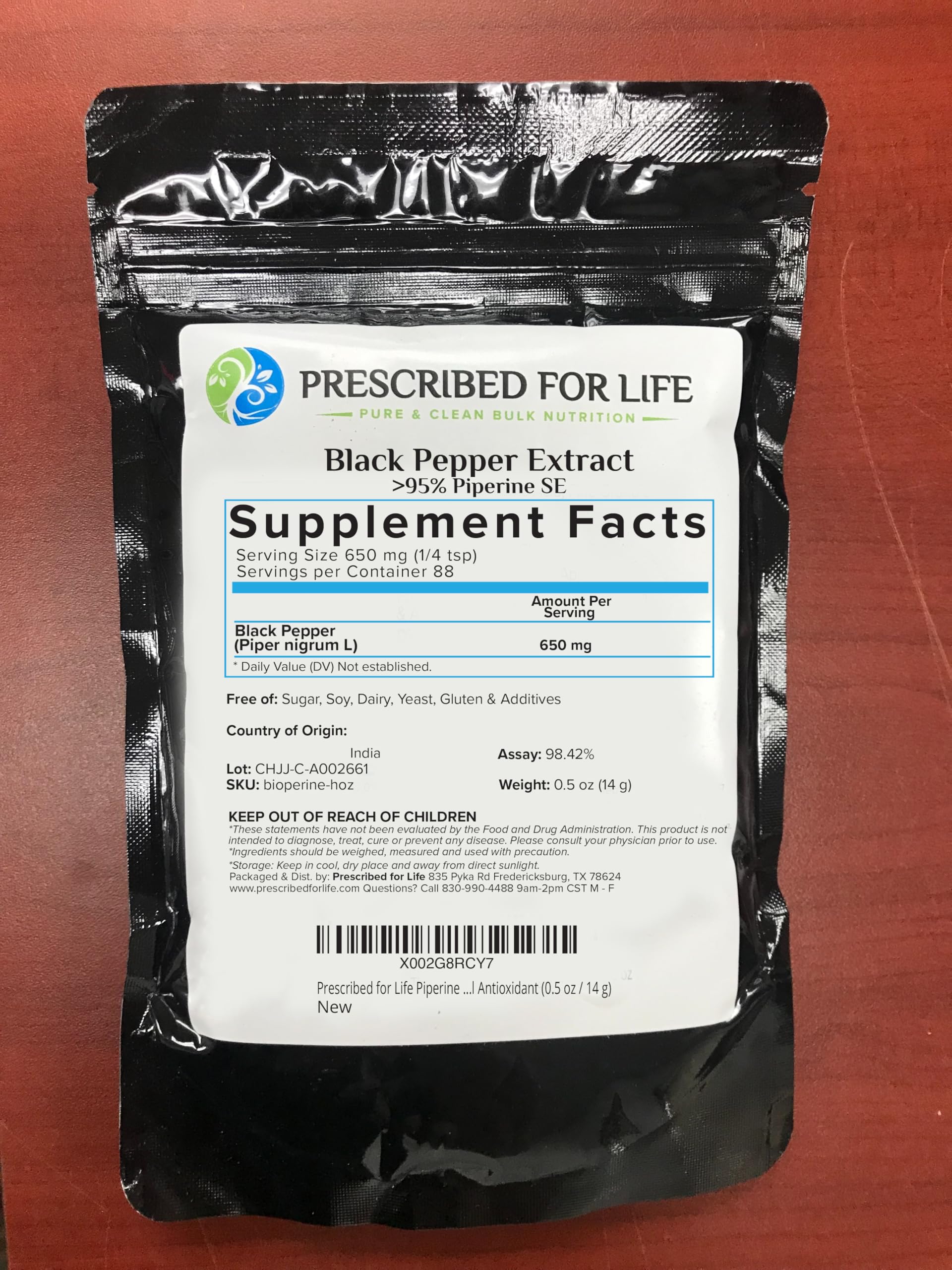 Close-up of Prescribed For Life Piperine Powder texture