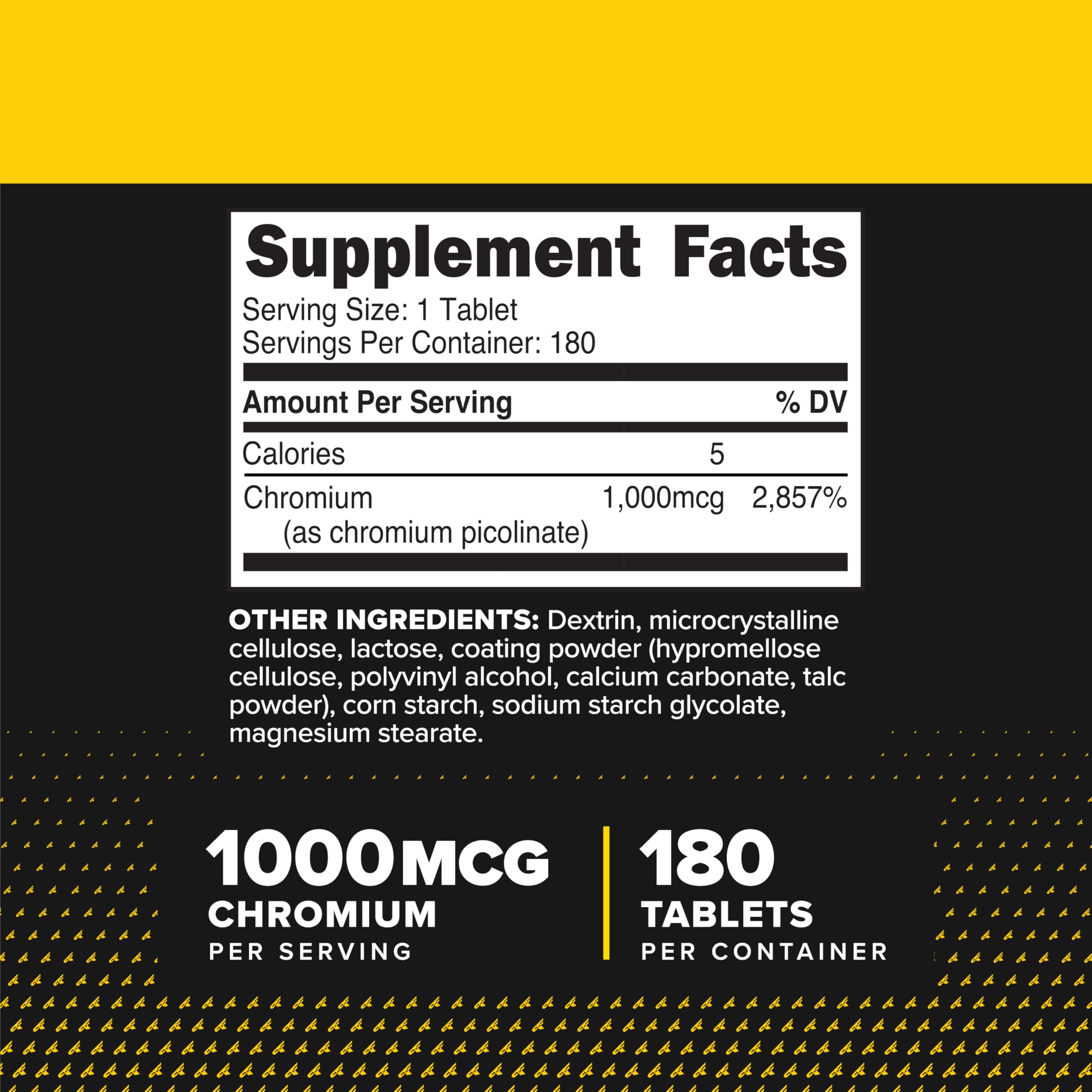 Close-up of Primaforce Chromium Picolinate tablet showing dosage