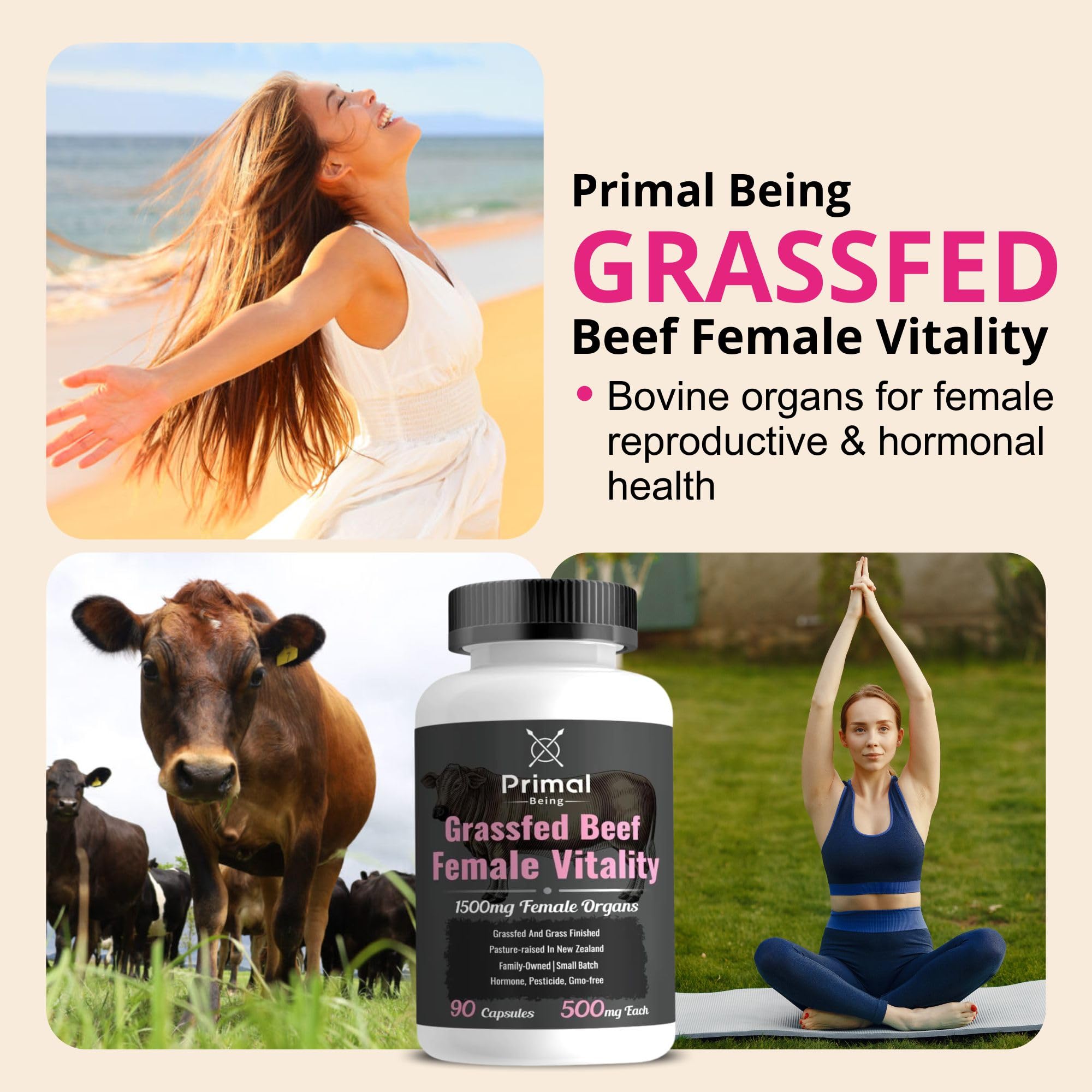 Close-up of Primal Being Female Vitality capsules