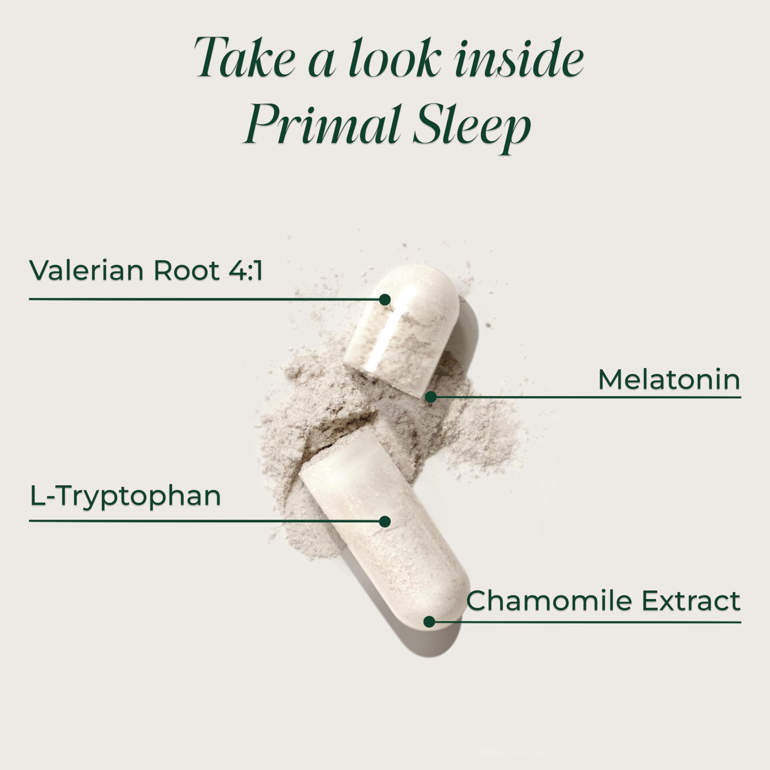 Close-up of Primal Harvest Sleep capsules