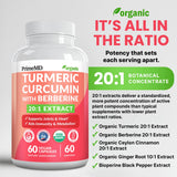 Close-up of PrimeMD Turmeric Curcumin Capsules showing ingredients