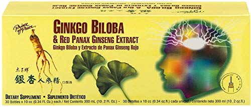 Close-up of Prince Of Peace Ginkgo Biloba bottle with liquid extract