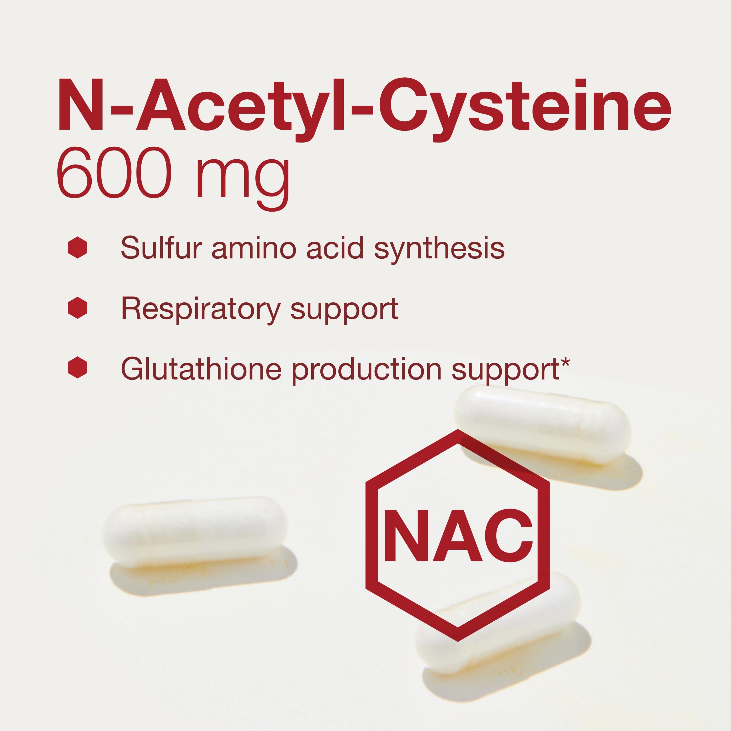 Close-up of PROTOCOL FOR LIFE BALANCE N-Acetyl-Cysteine 600mg capsule