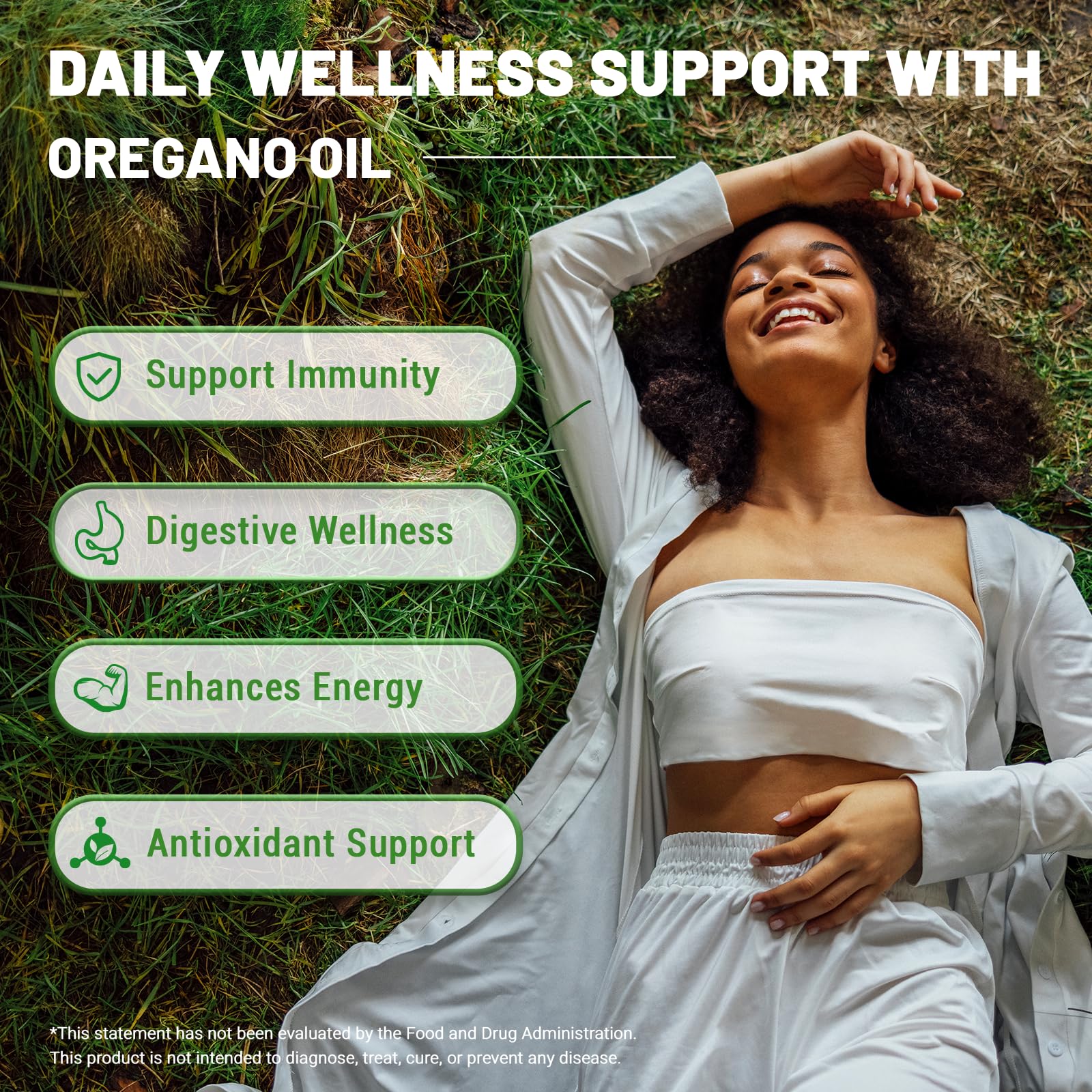 Close-up of Puouoo Oregano Oil & Black Seed Oil Softgels