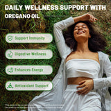 Close-up of Puouoo Oregano Oil & Black Seed Oil Softgels