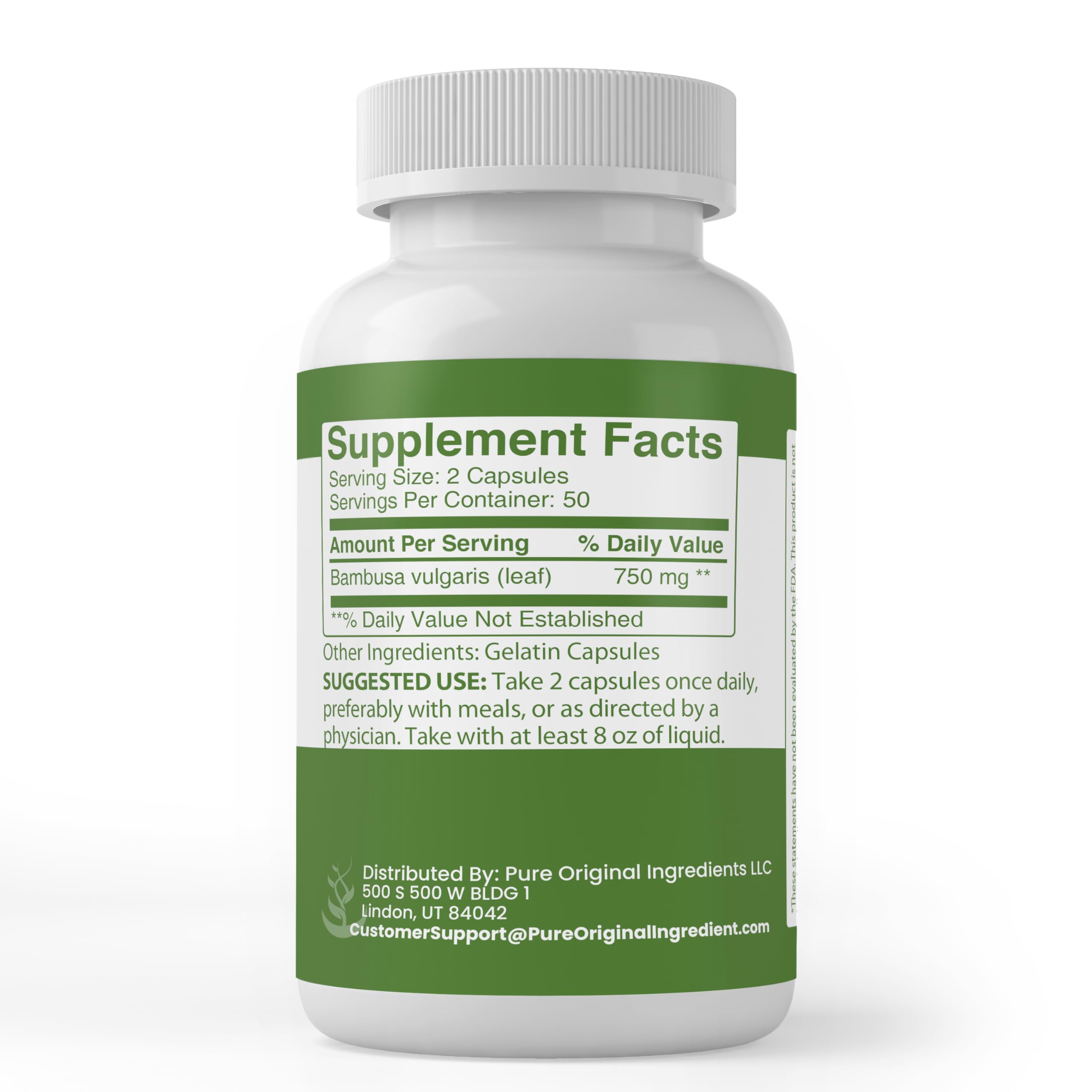 Close-up of PURE Bamboo Extract Capsules showing capsule details