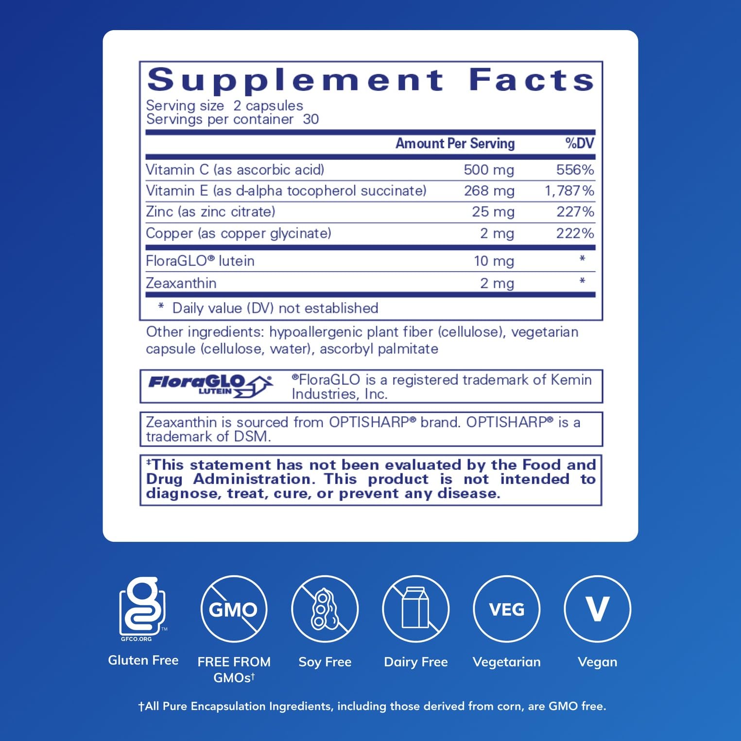 Close-up of Pure Encapsulations EyeProtect Basics capsules