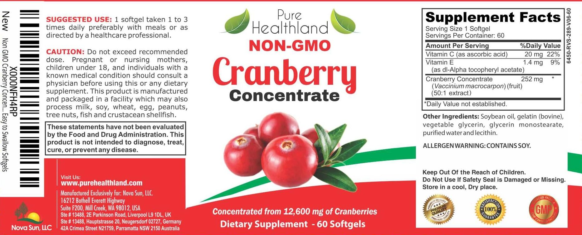 Close-up of Pure Healthland Cranberry Concentrate Softgel