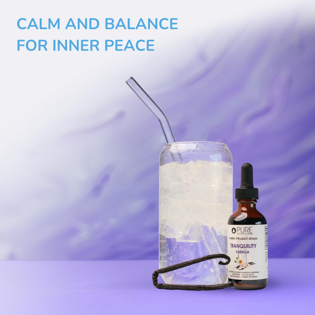 Close-up of Pure Inventions Tranquility Vanilla Water Infusion Drops dropper