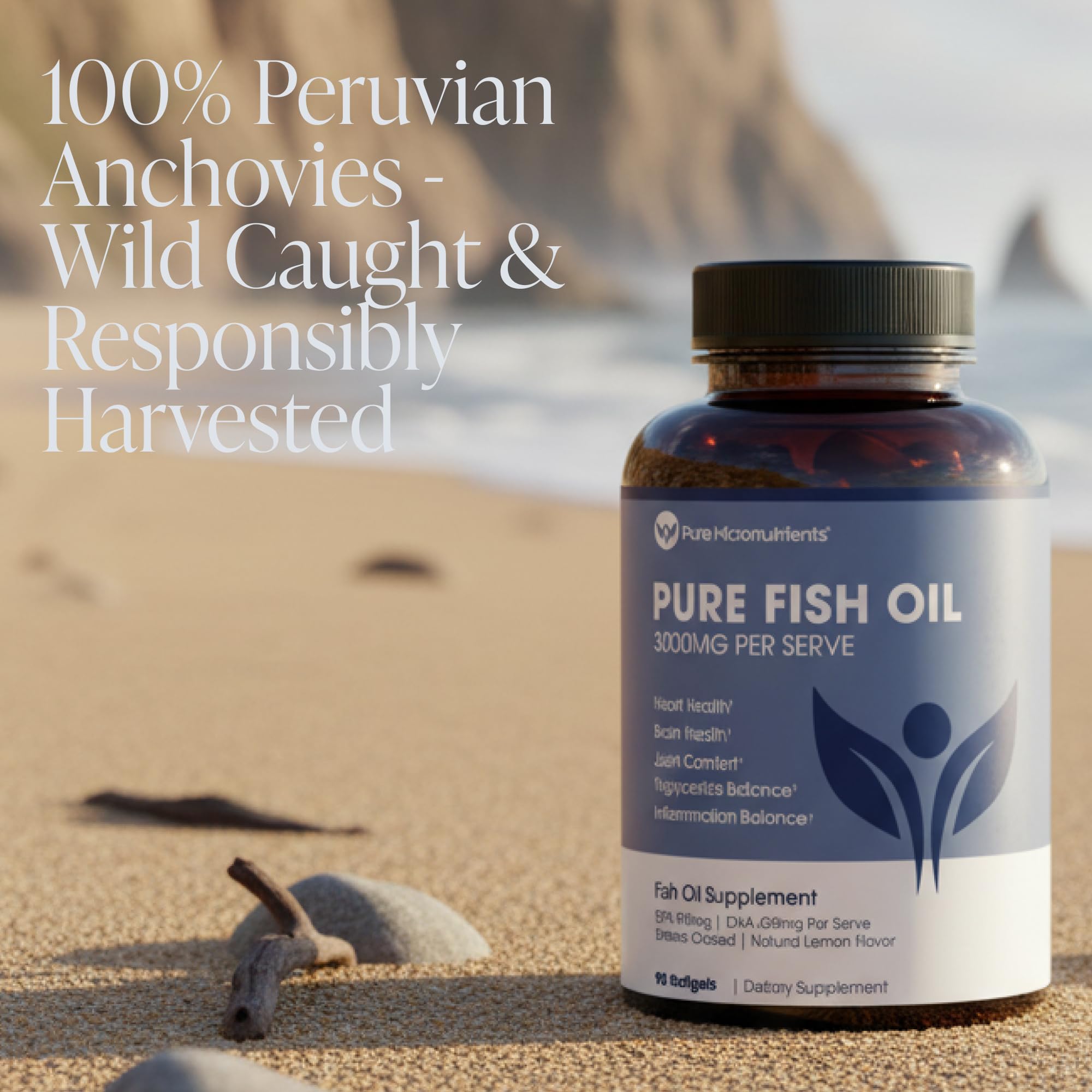 Close-up of Pure Micronutrients Fish Oil Omega 3 softgels