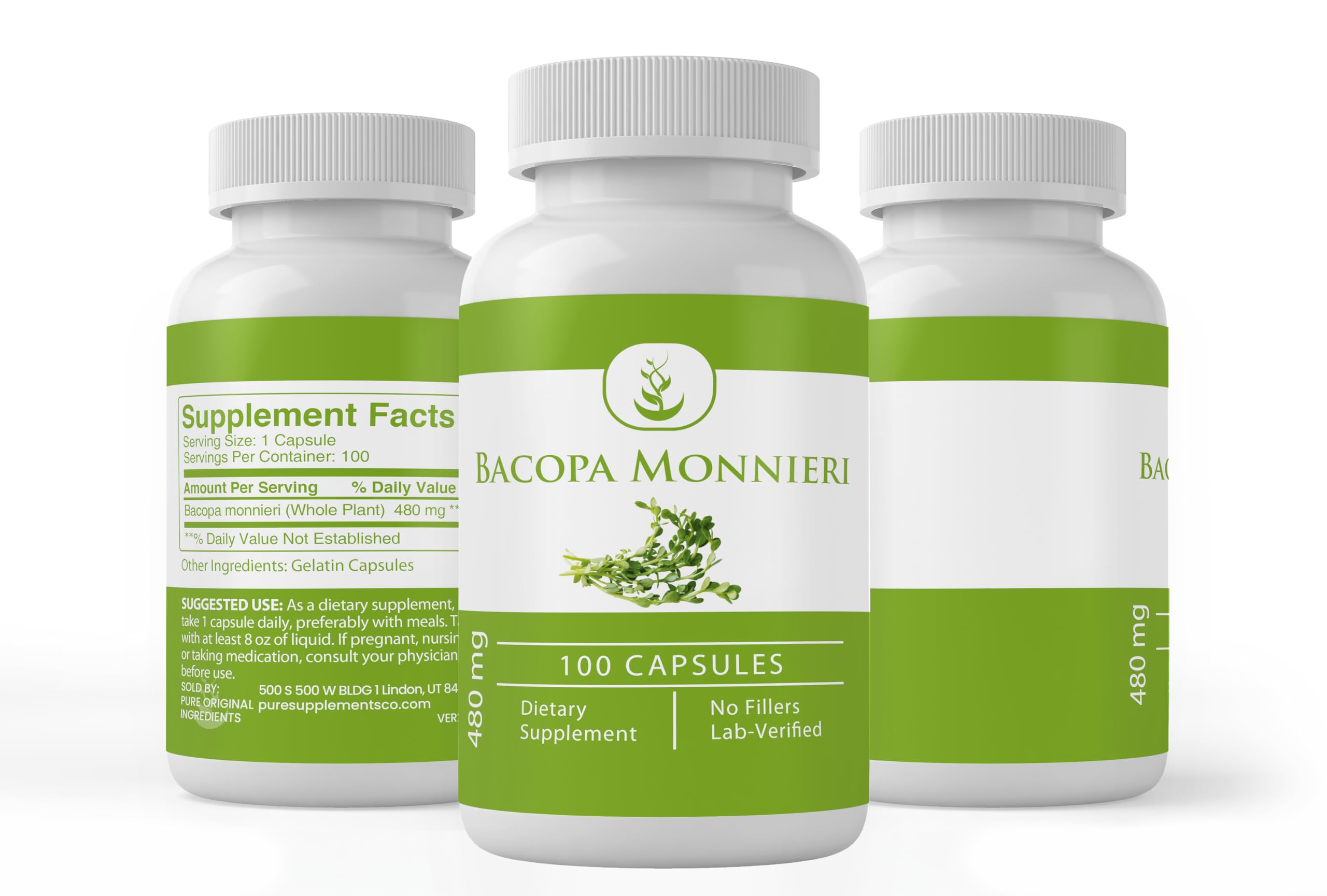Close-up of PURE ORIGINAL INGREDIENTS Bacopa Monnieri Capsules