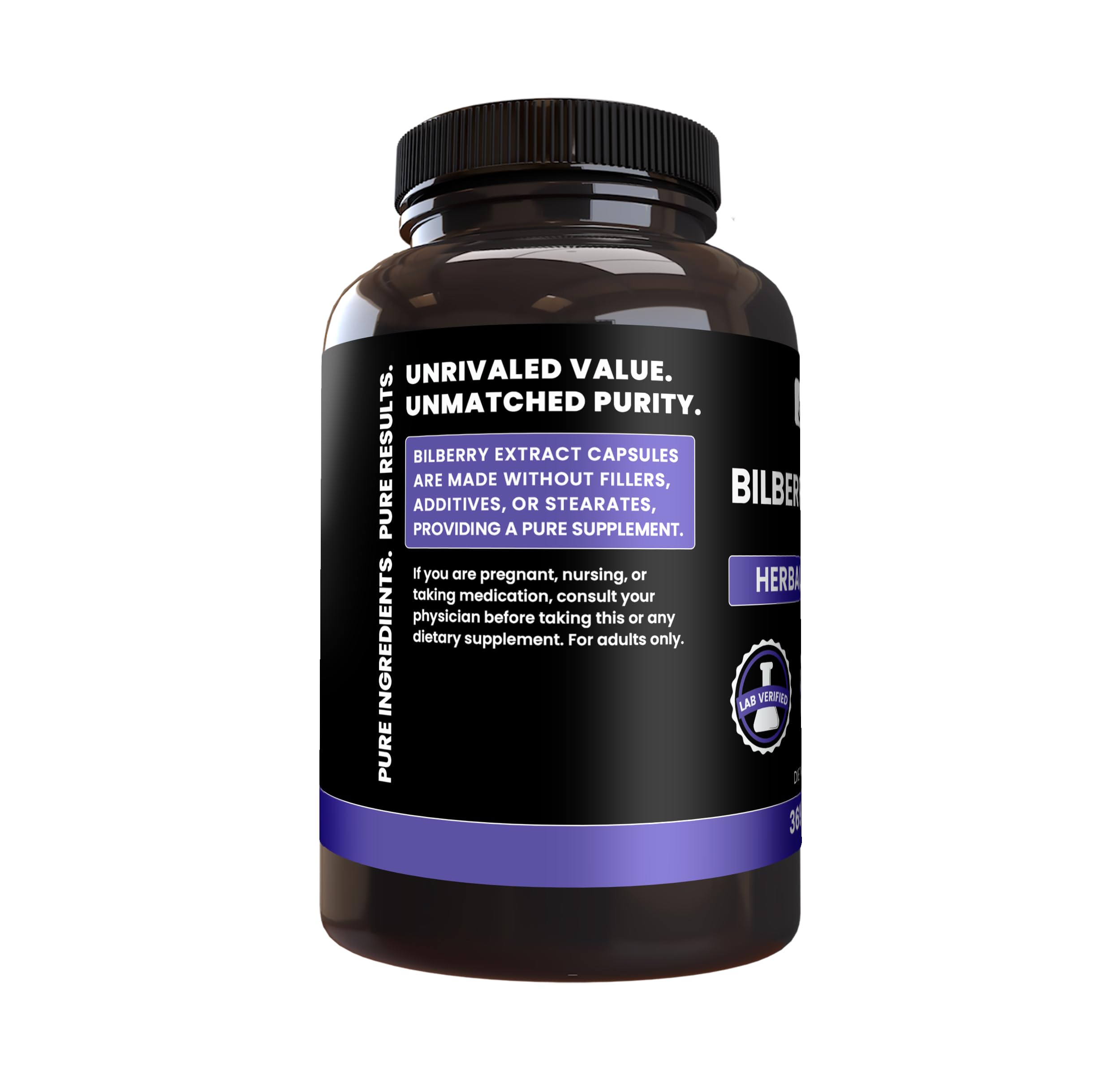 Close-up of PURE ORIGINAL INGREDIENTS Bilberry Extract Capsules