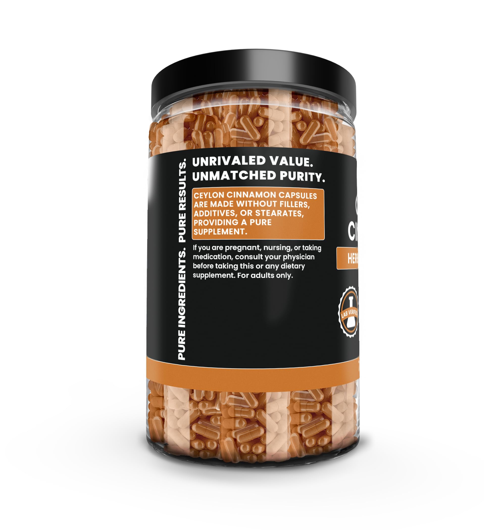 Close-up of PURE ORIGINAL INGREDIENTS Ceylon Cinnamon Capsules