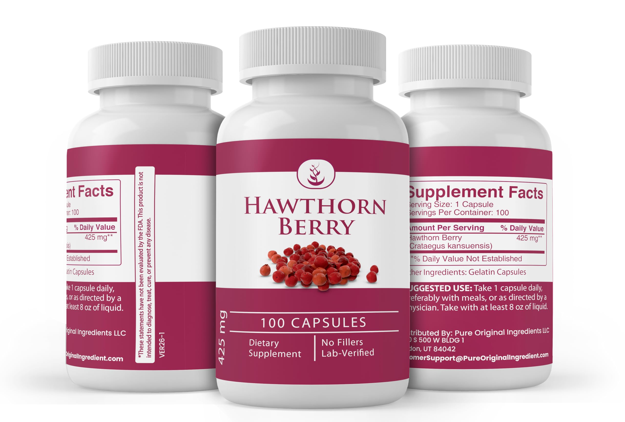 Close-up of PURE ORIGINAL INGREDIENTS Hawthorn Berry Capsules