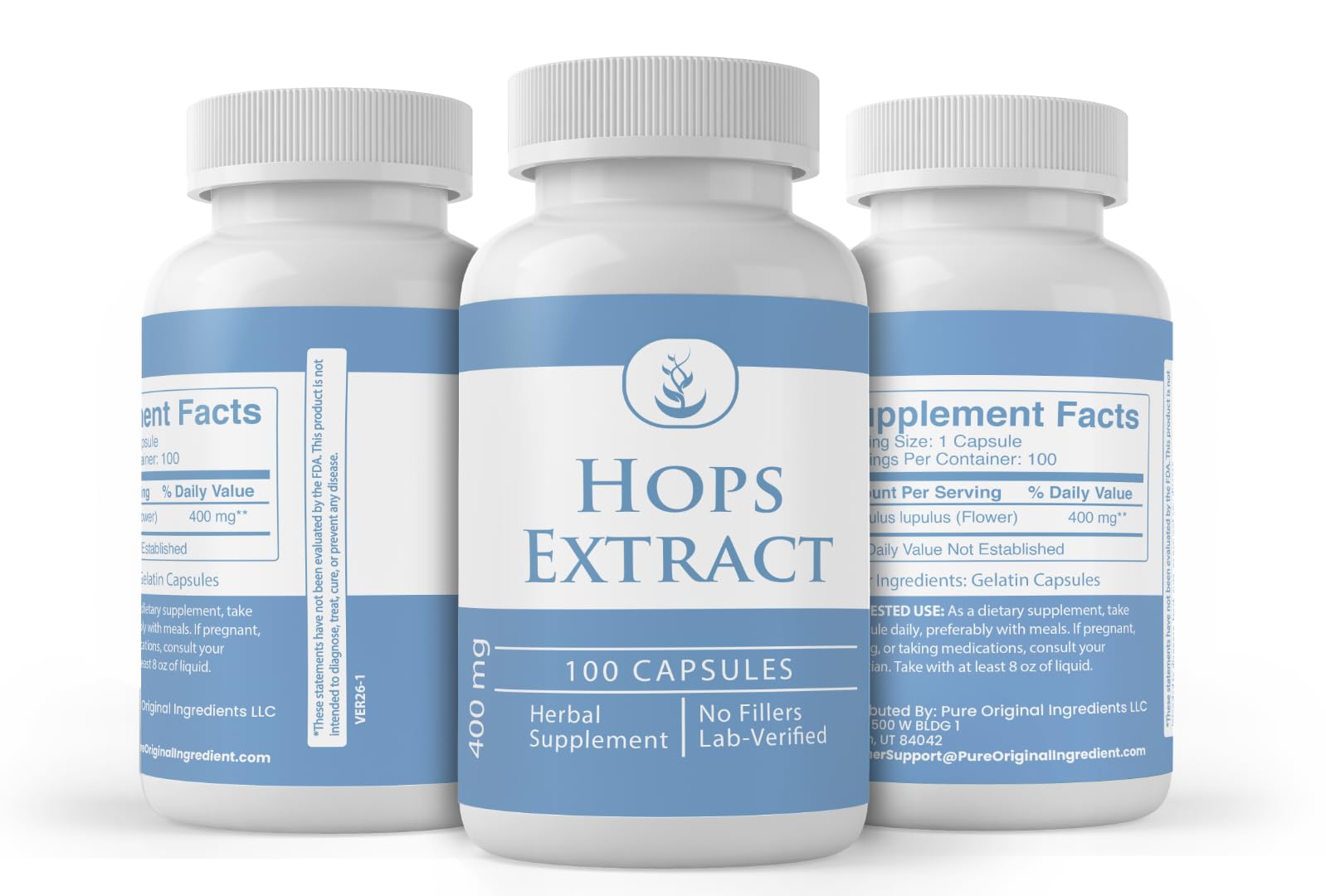 Close-up of PURE ORIGINAL INGREDIENTS Hops Extract Capsules