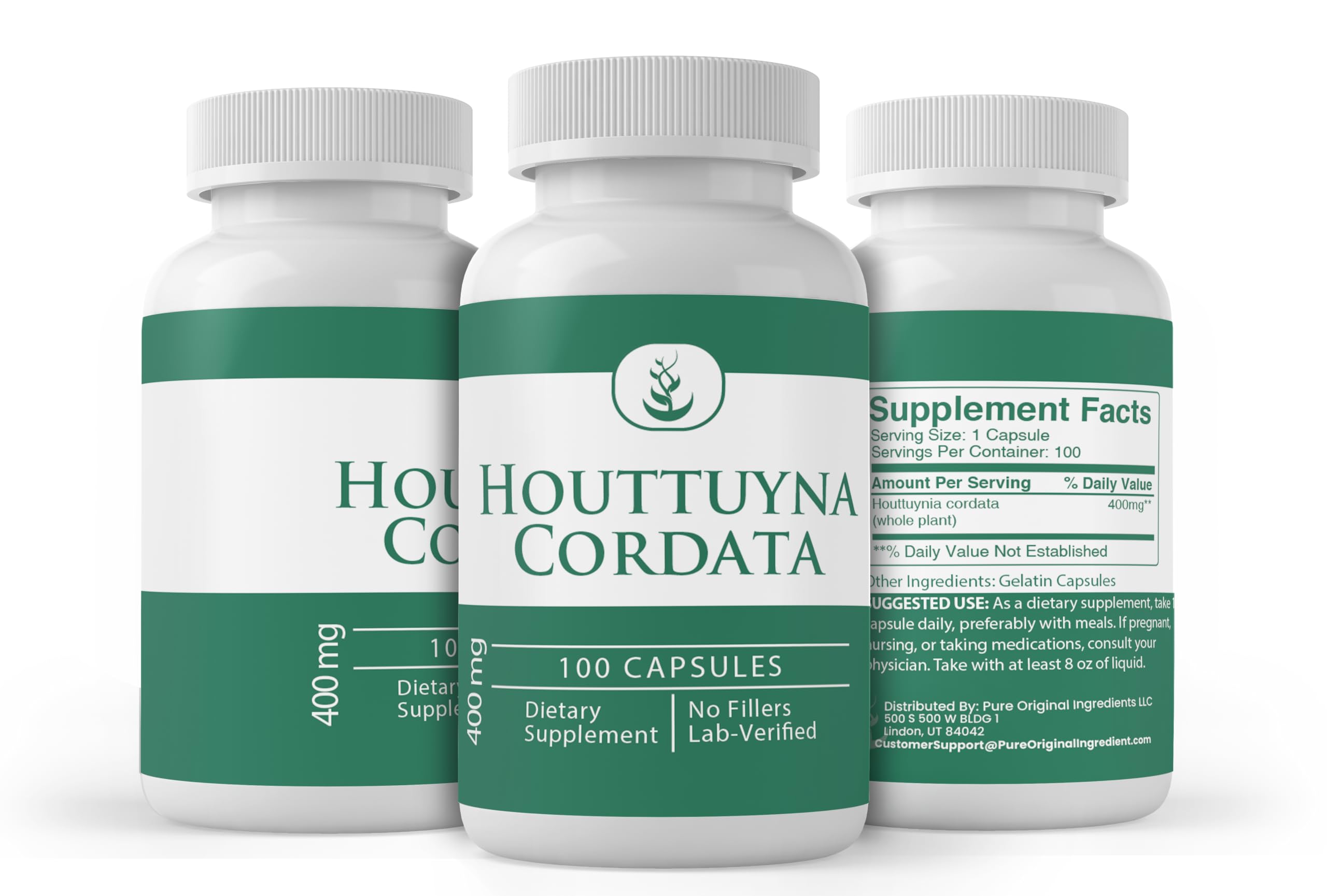 Close-up of PURE ORIGINAL INGREDIENTS Houttuynia Cordata Capsules