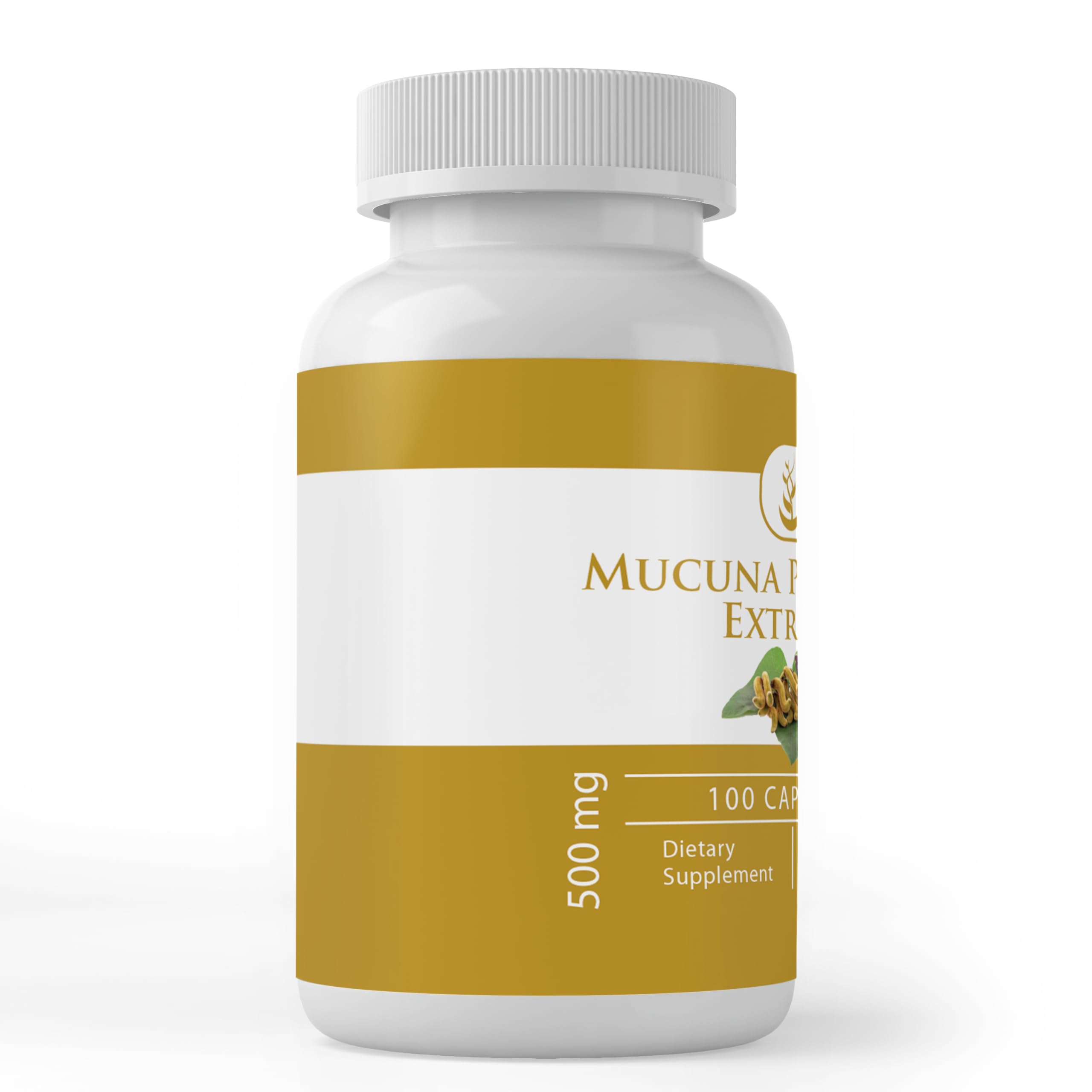 Close-up of PURE ORIGINAL INGREDIENTS Mucuna Pruriens Capsules bottle