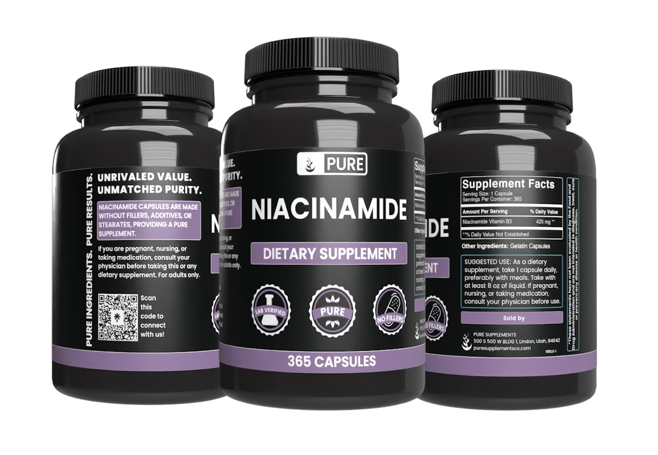 Close-up of PURE ORIGINAL INGREDIENTS Niacinamide Capsules