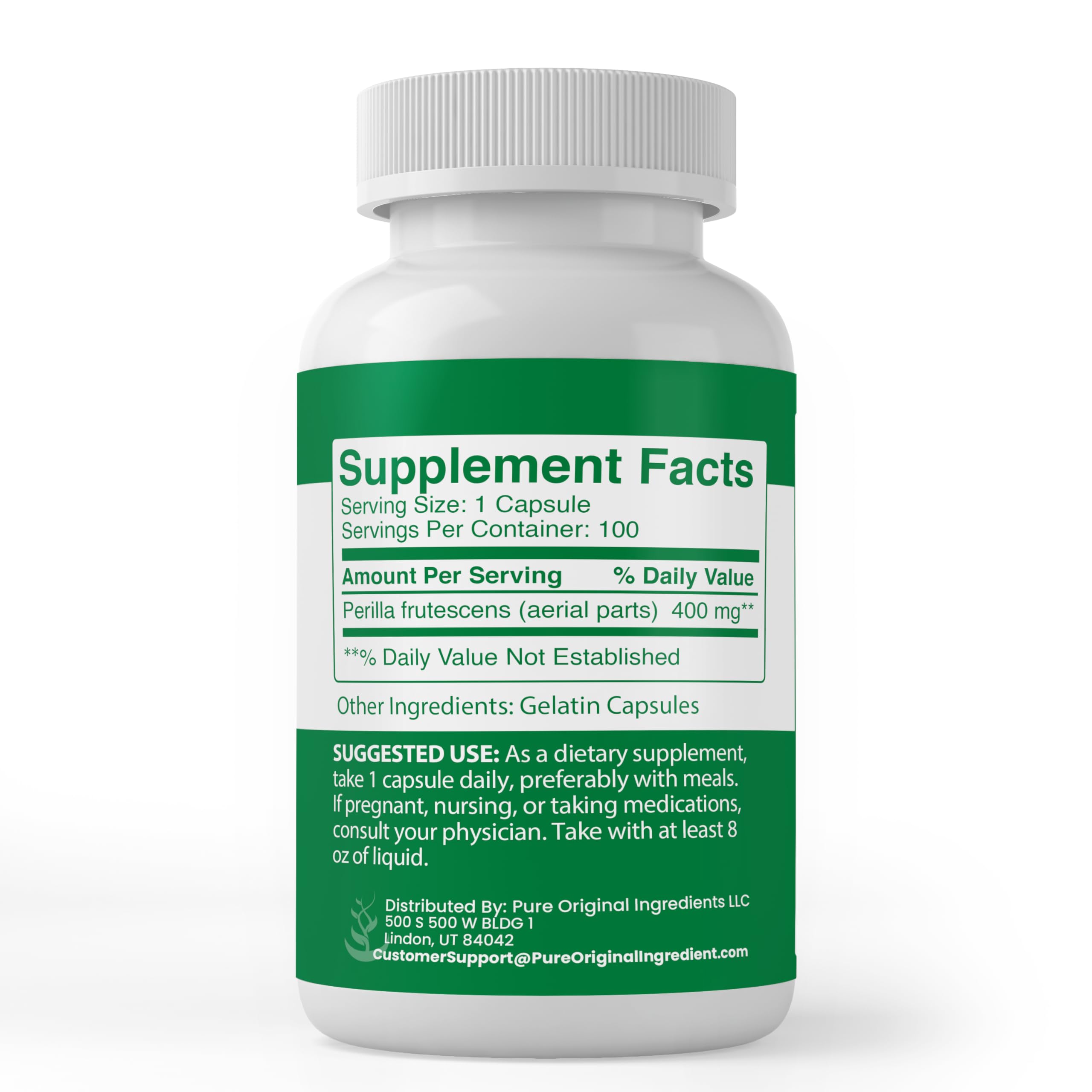 Close-up of PURE ORIGINAL INGREDIENTS Perilla Capsules