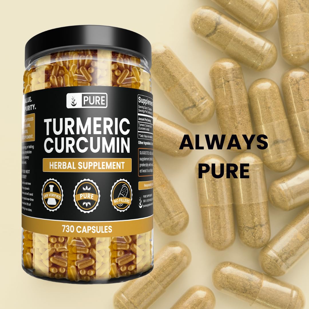 Close-up of PURE ORIGINAL INGREDIENTS Turmeric Curcumin Capsules ingredients