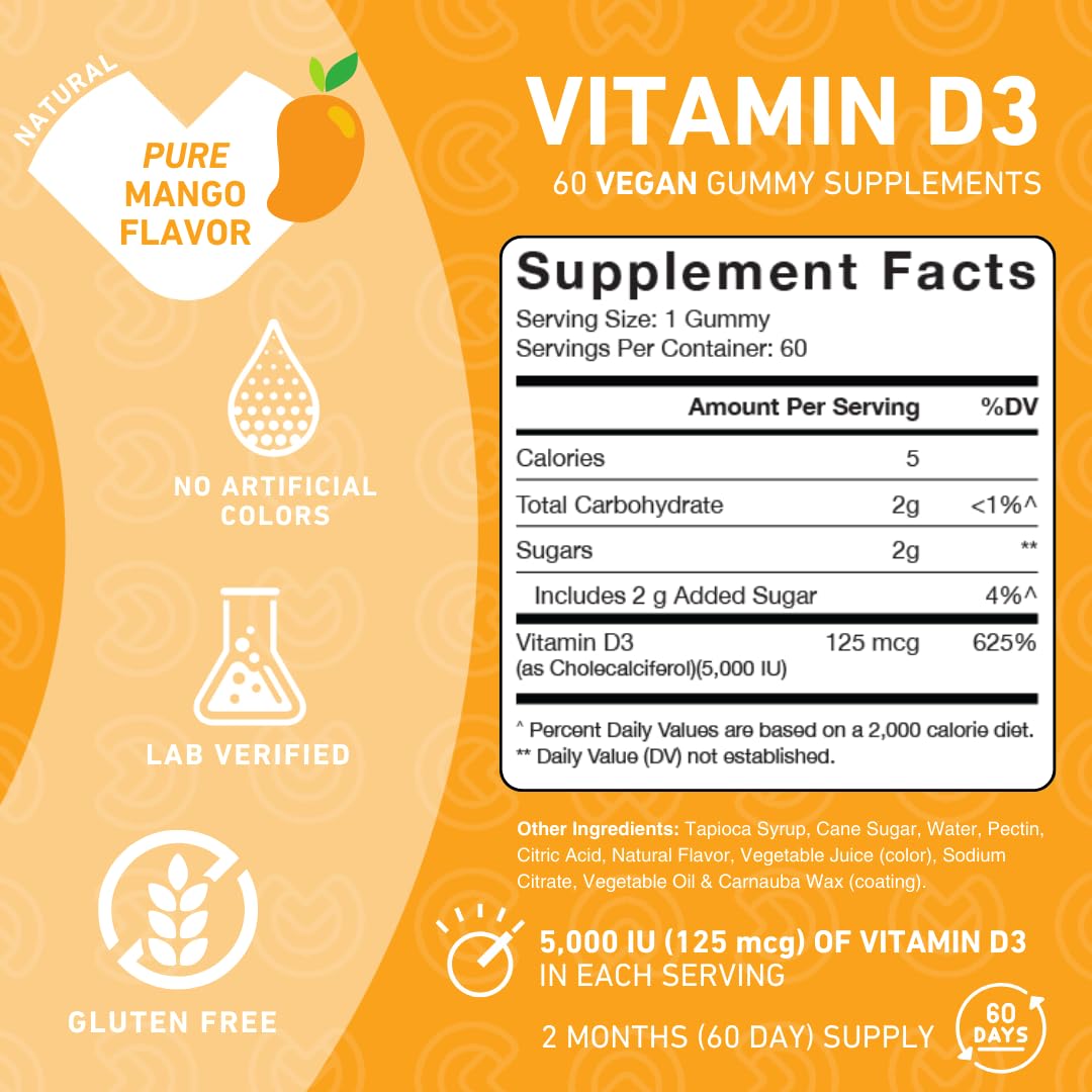Close-up of PUREFINITY Vitamin D3 Gummies mango flavour
