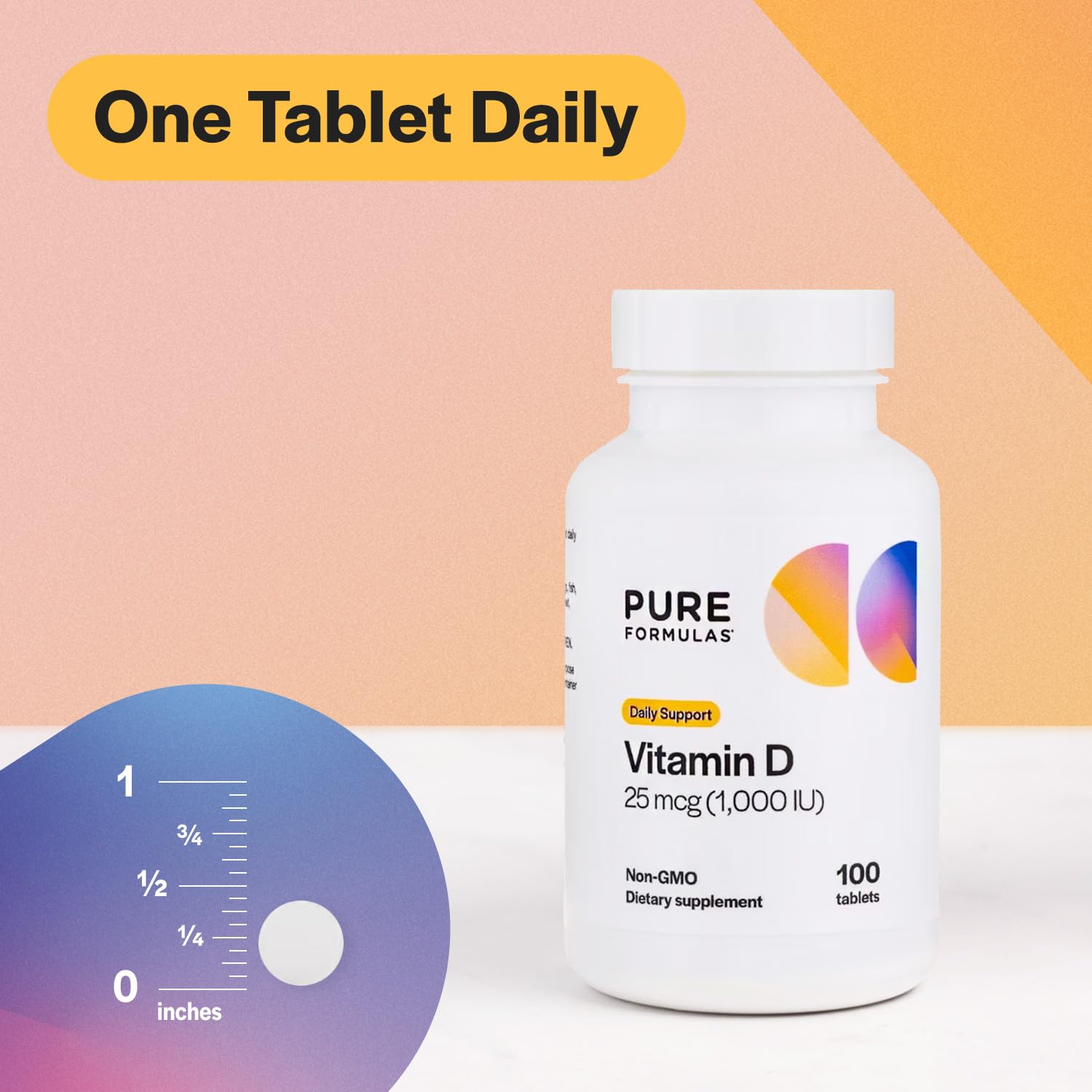 Close-up of PureFormulas Vitamin D3 1000 IU capsule