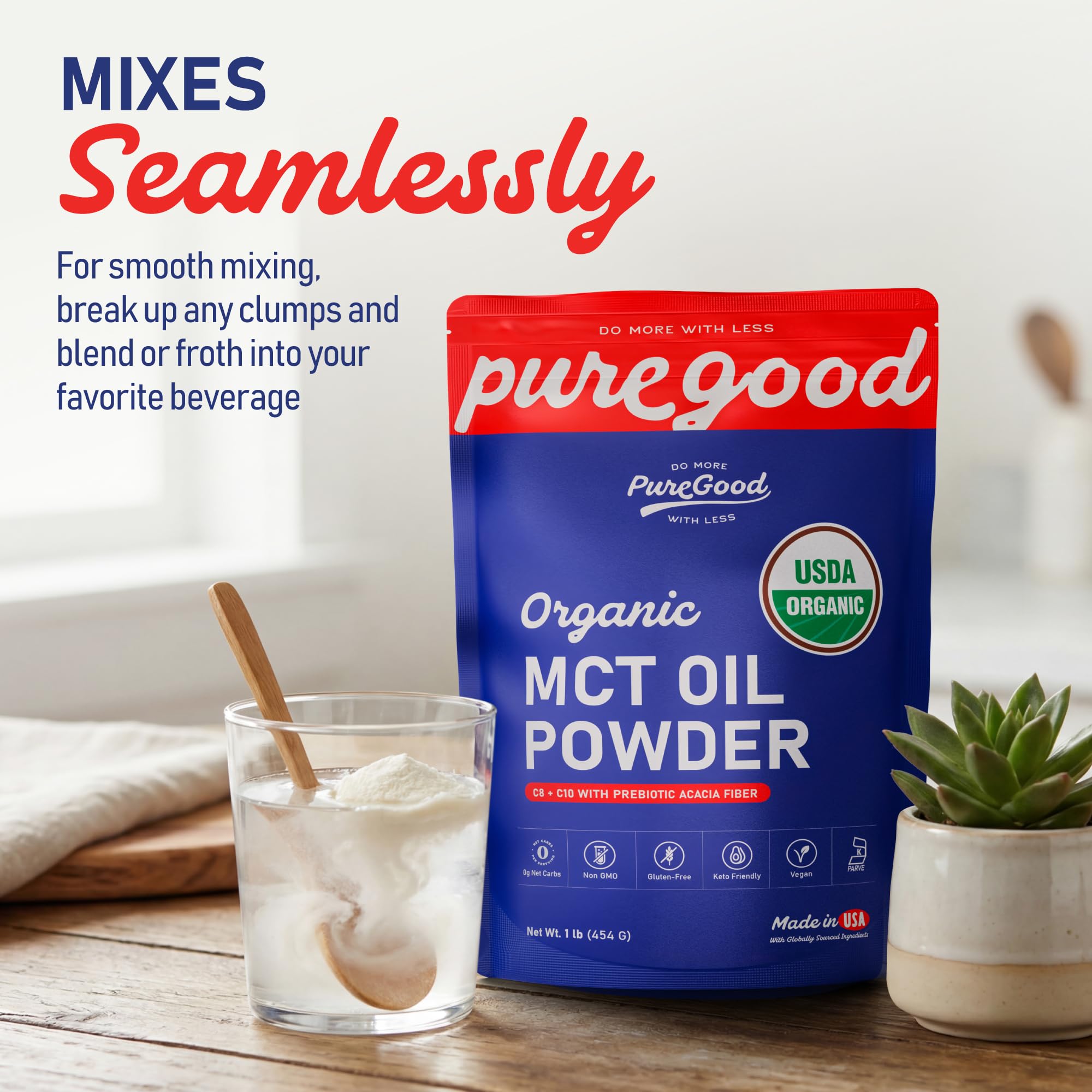 Close-up of PureGood Organic MCT Oil Powder texture
