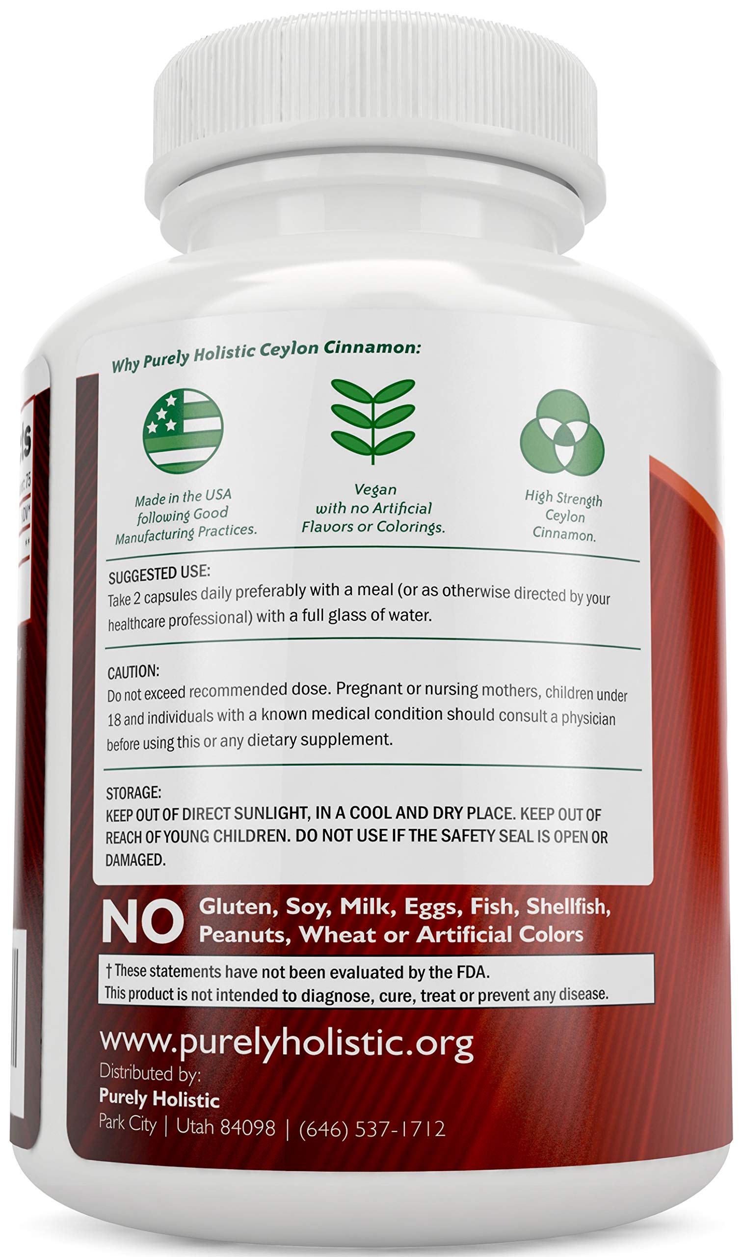 Close-up of Purely Holistic Ceylon Cinnamon Capsules showing capsule size