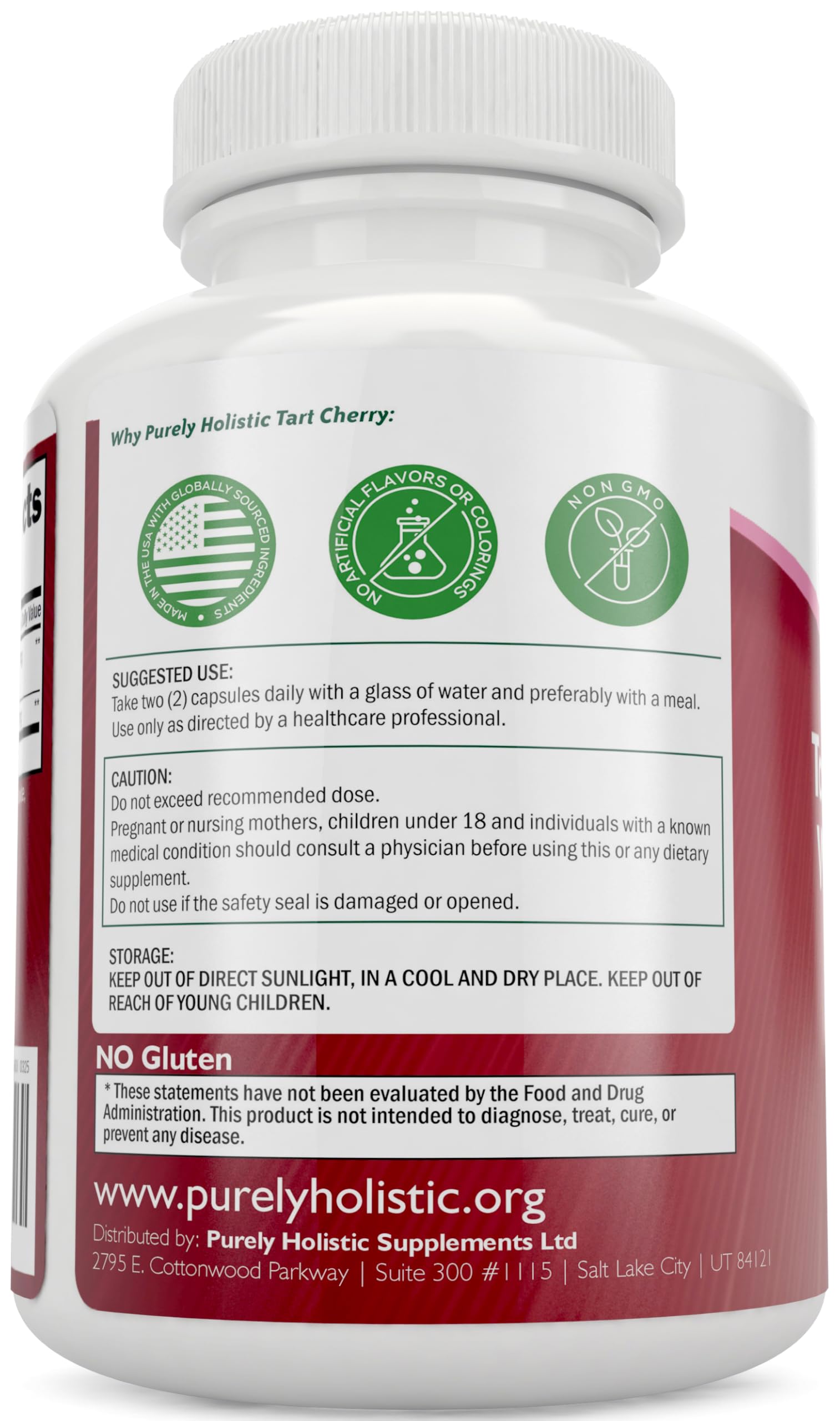 Close-up of Purely Holistic Tart Cherry Extract Capsules