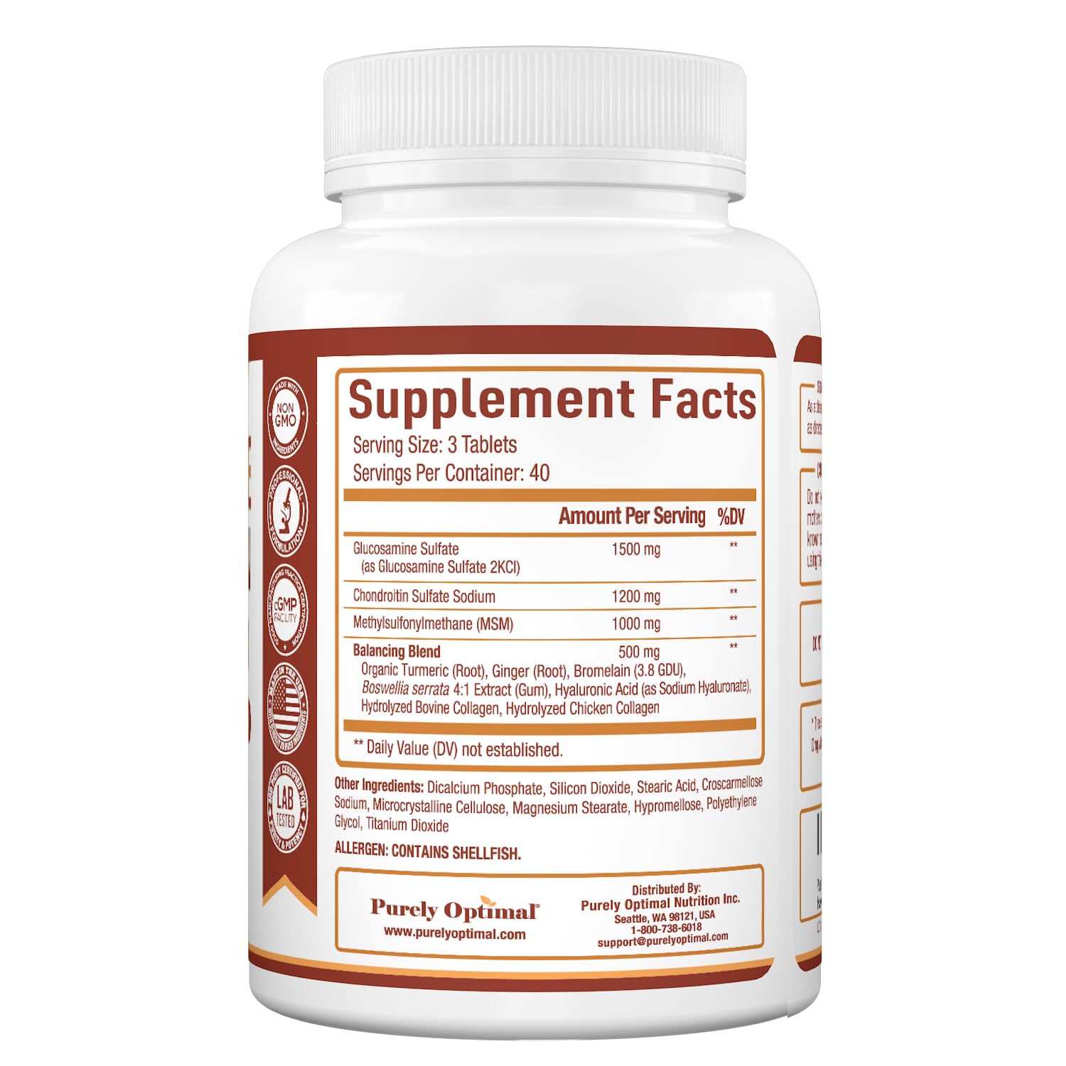 Close-up of Purely Optimal supplement tablets
