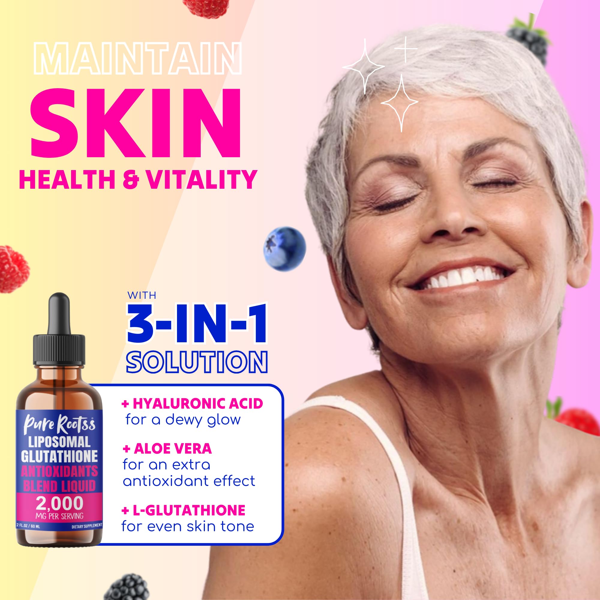 Close-up of PureRootss L-Glutathione drops showing liquid texture