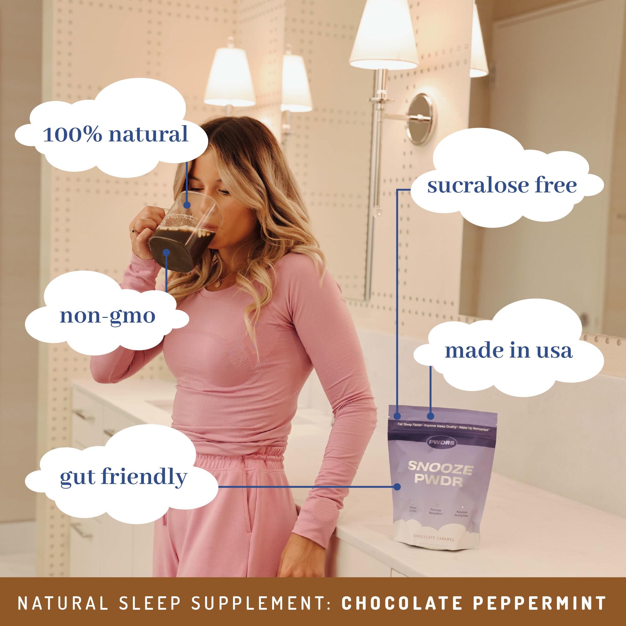 Close-up of PWDRS SNOOZE PWDR ingredients